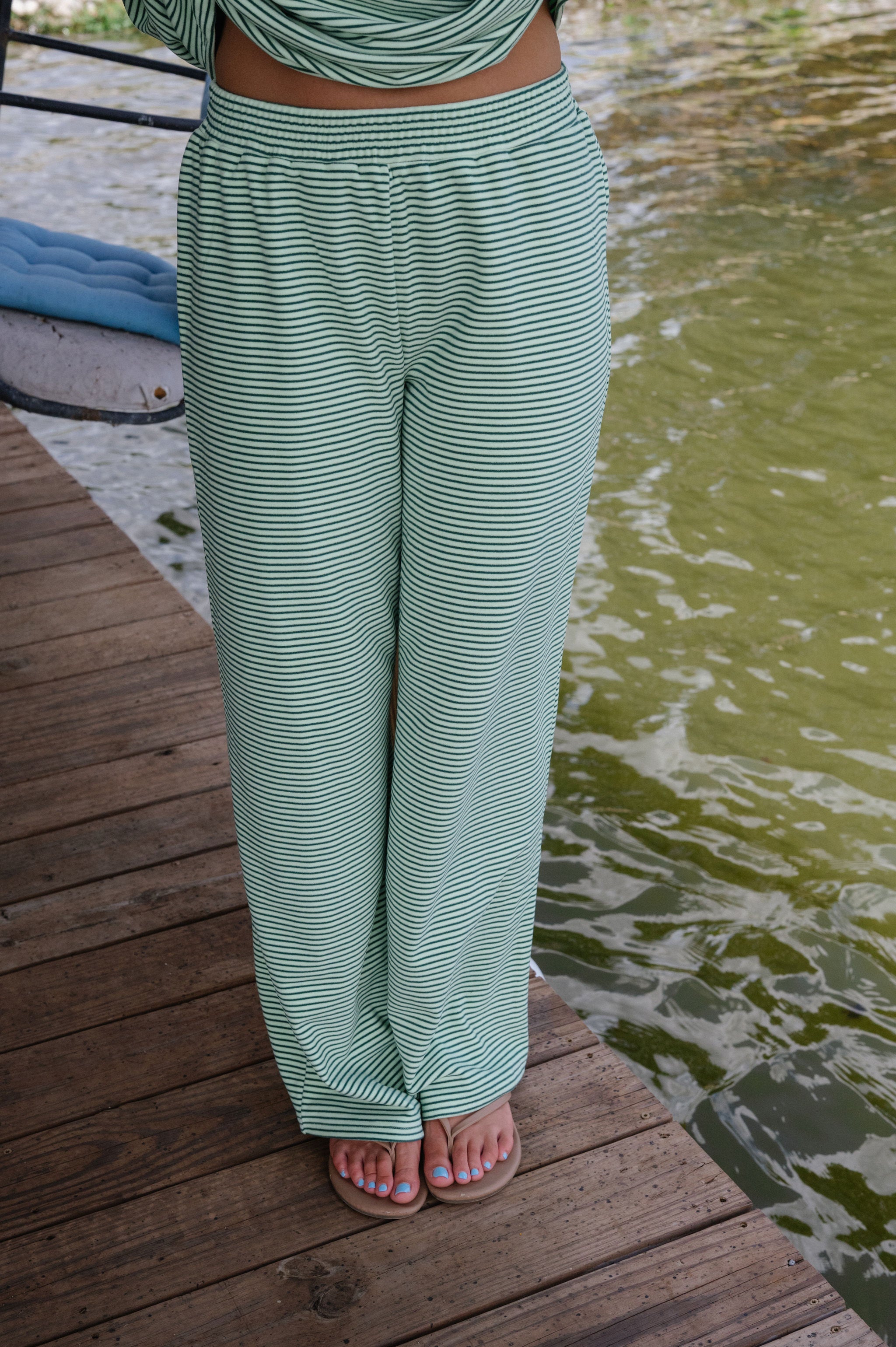 Nelly Striped Pants-Lime