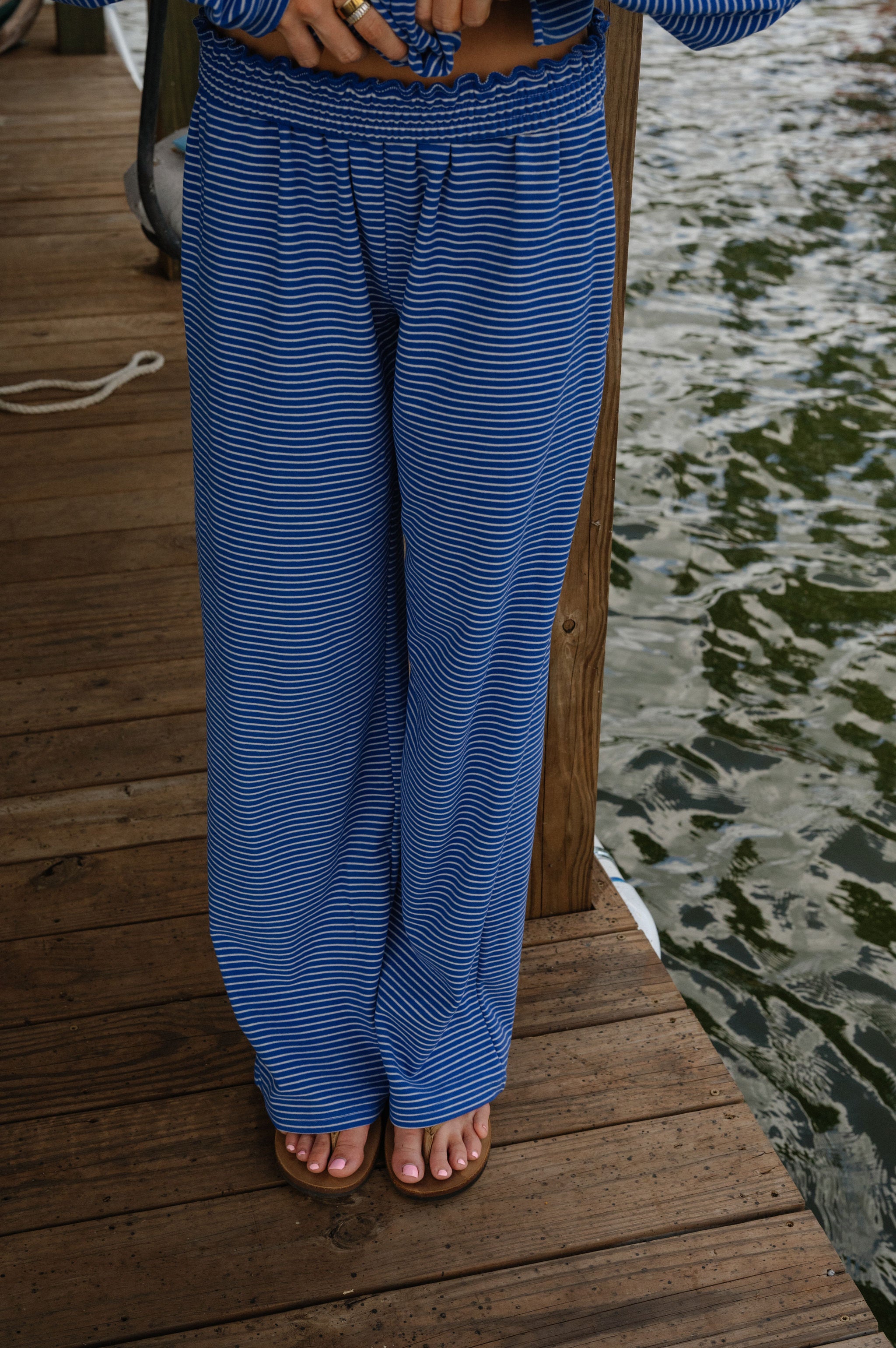 Nelly Striped Pants-Royal Blue