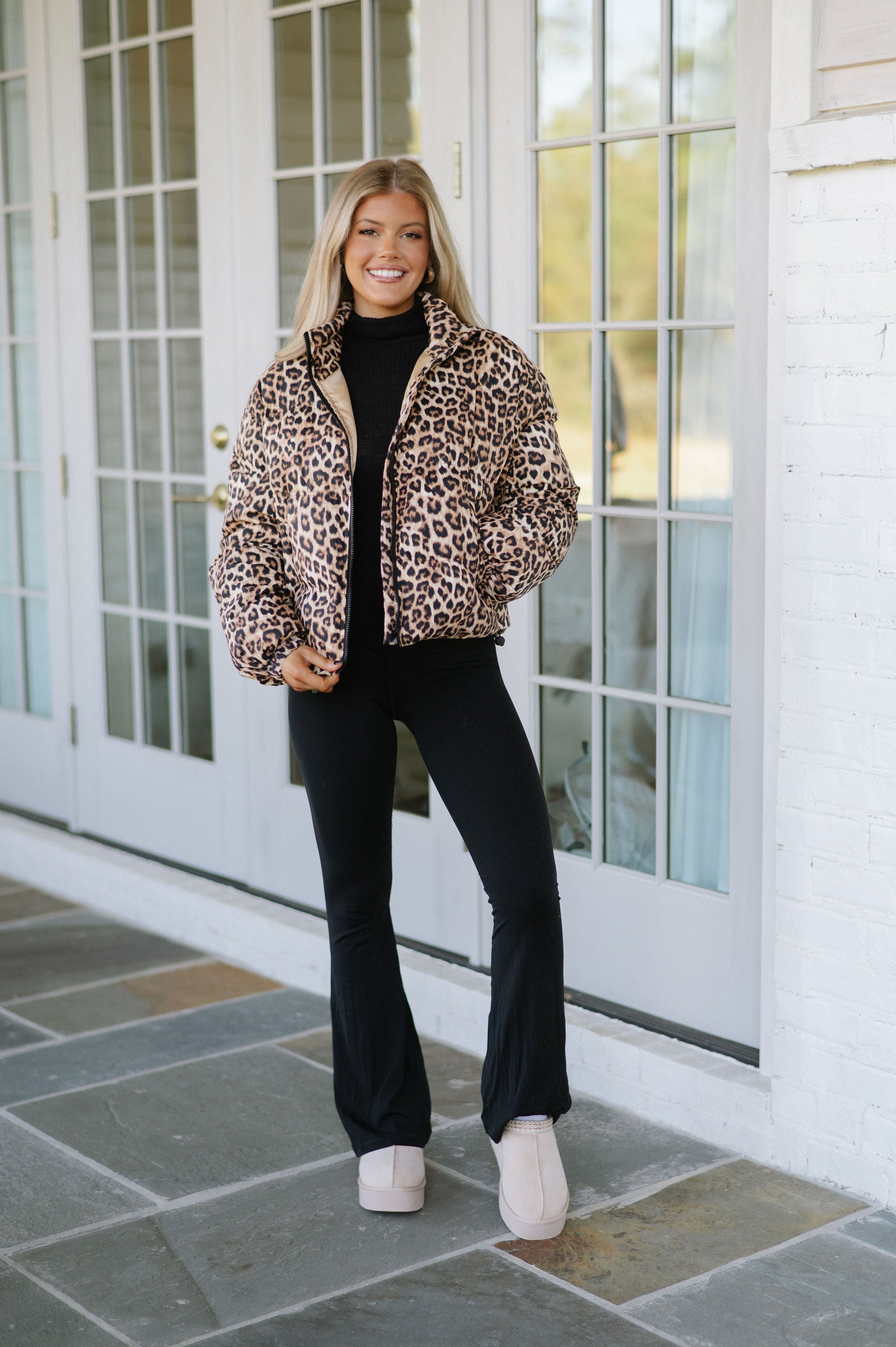 Carlyle Puffer Jacket-Leopard