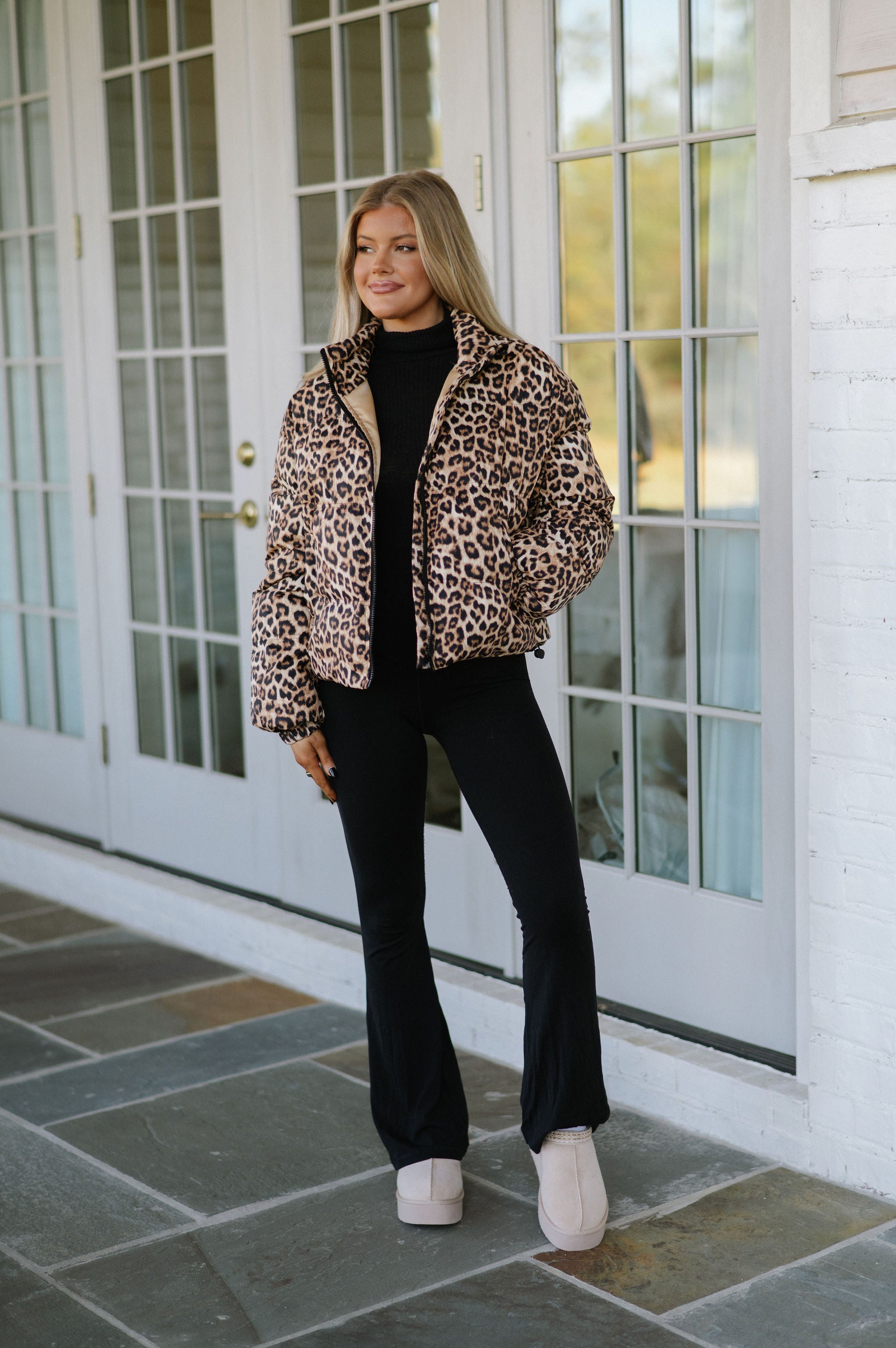 Carlyle Puffer Jacket-Leopard