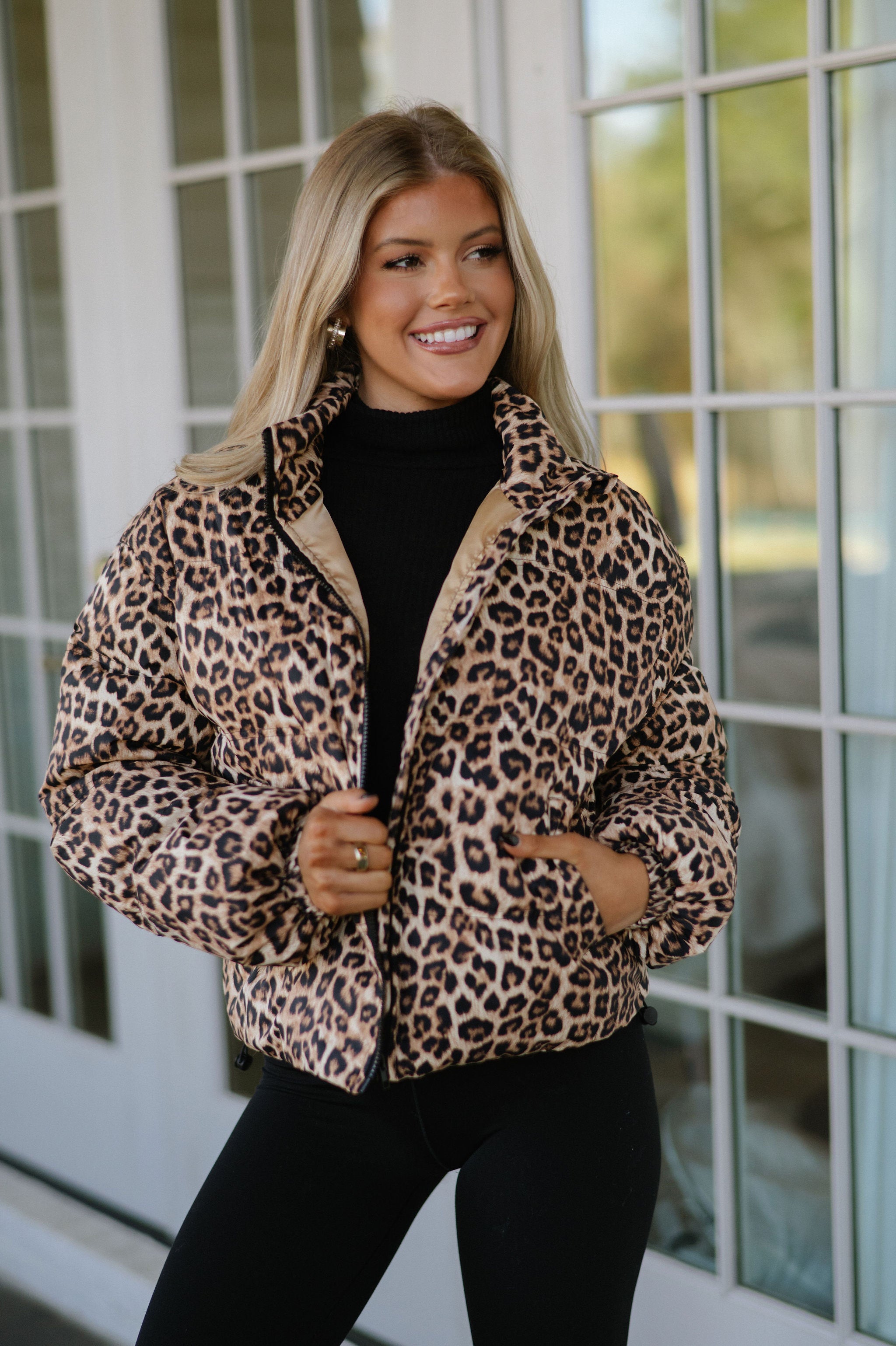 Carlyle Puffer Jacket-Leopard