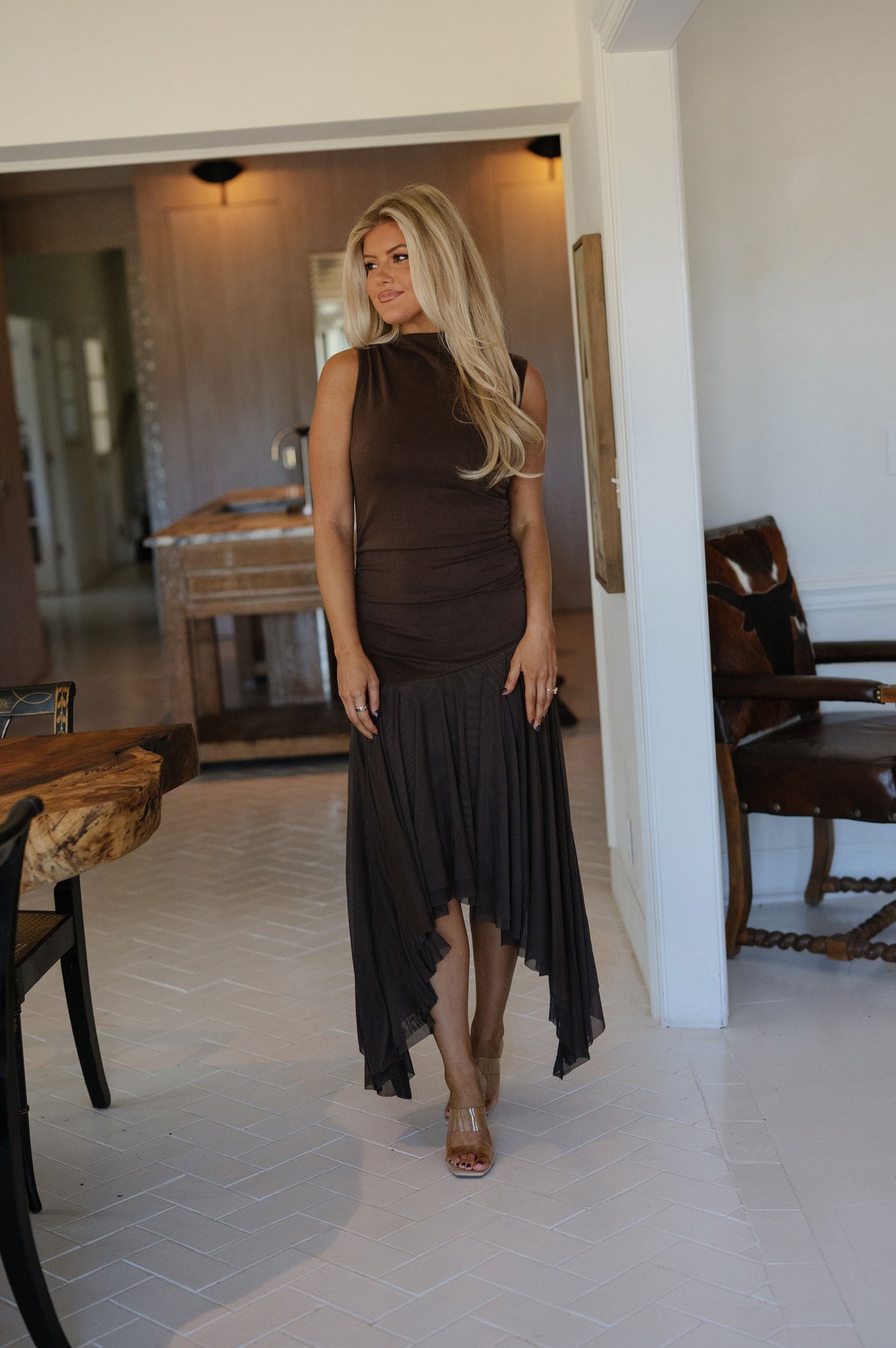 Harper Midi Dress-Coffee