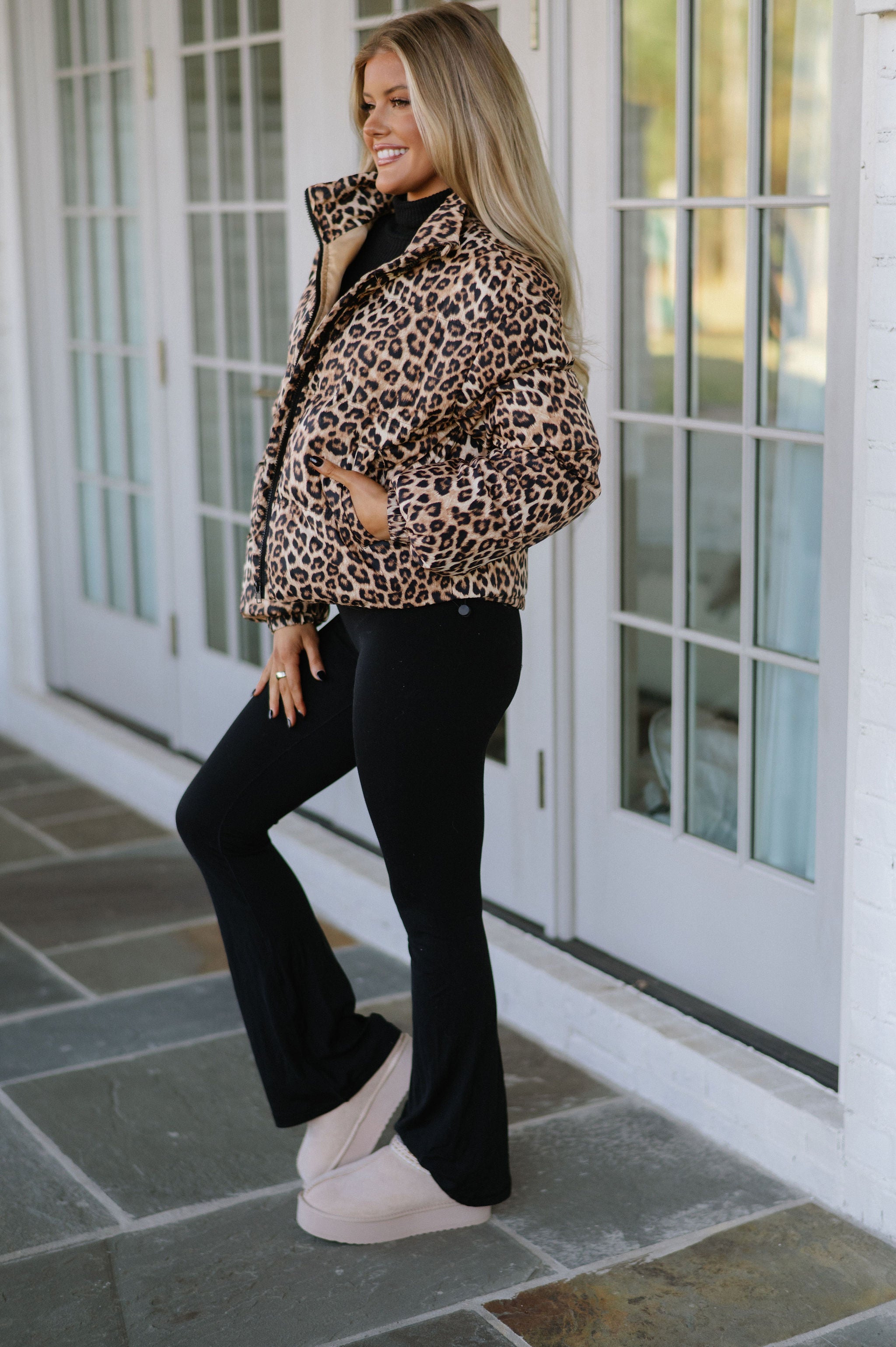 Carlyle Puffer Jacket-Leopard