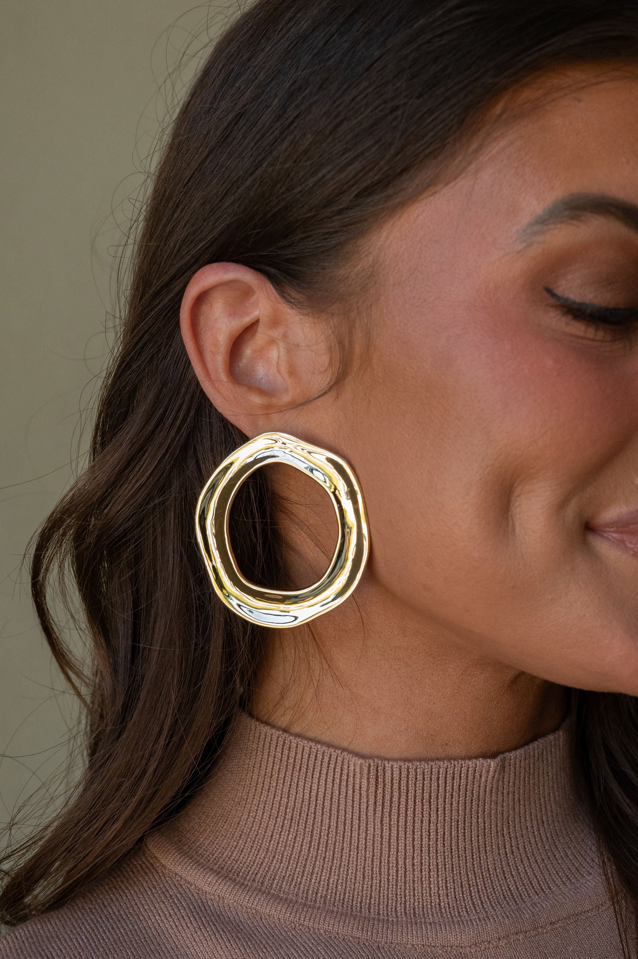 Open Circle Earrings-Gold