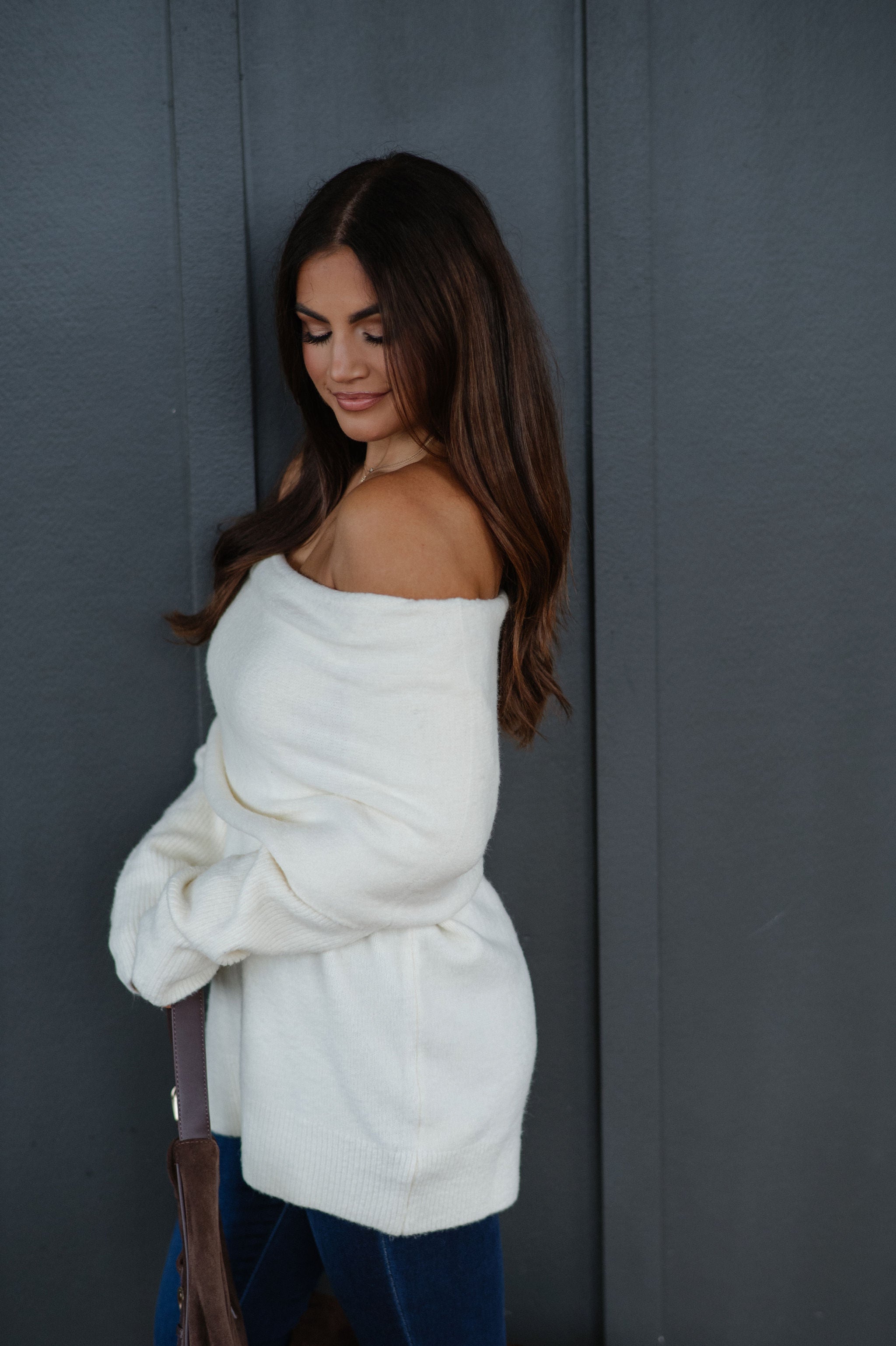 Cozy OTS Knit Sweater-Off White