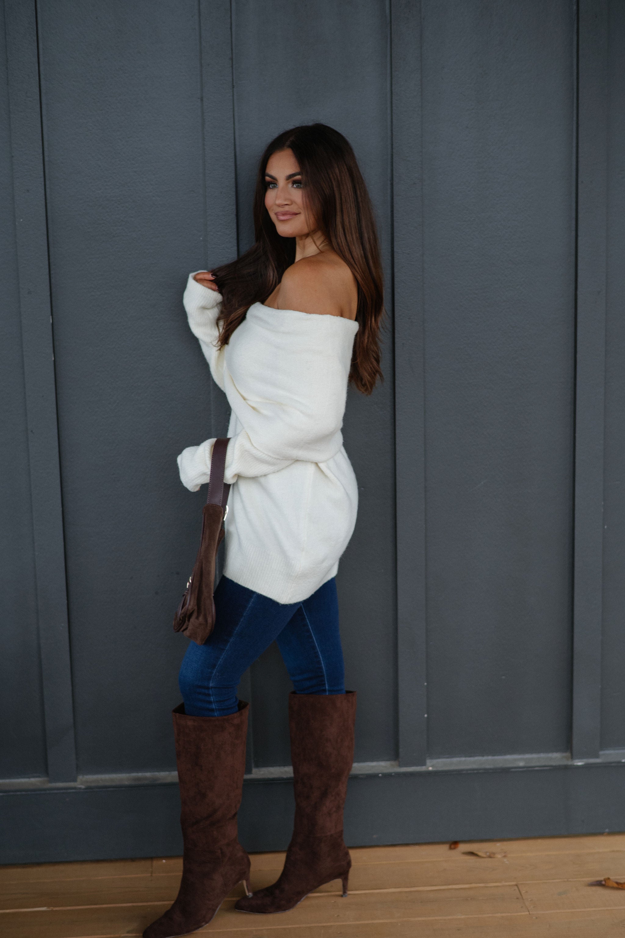 Cozy OTS Knit Sweater-Off White