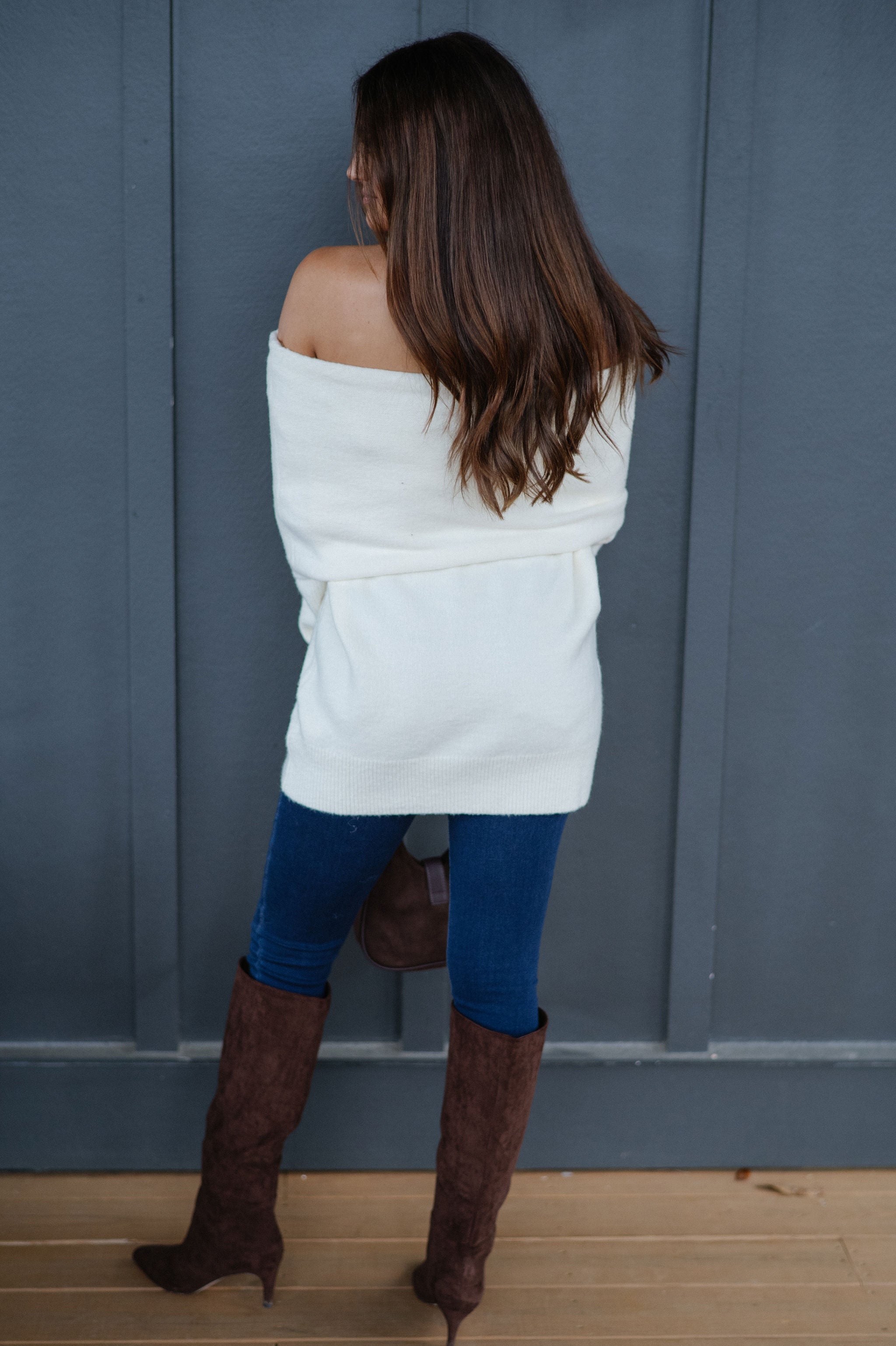 Cozy OTS Knit Sweater-Off White