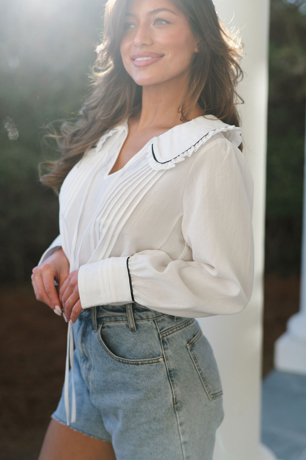 Peter Pan Collar Blouse-White