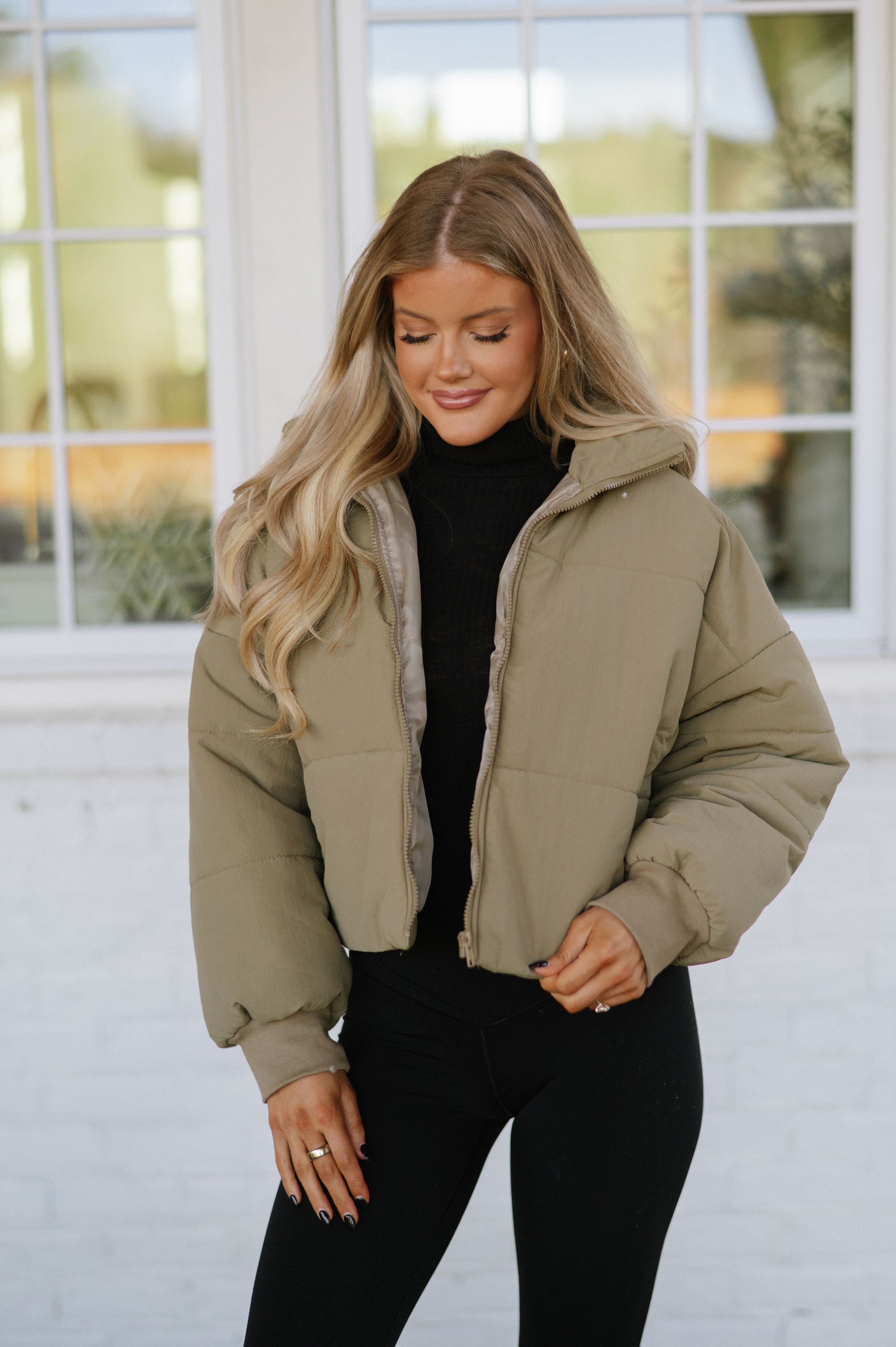 Oversized Puffer Jacket- Army Green