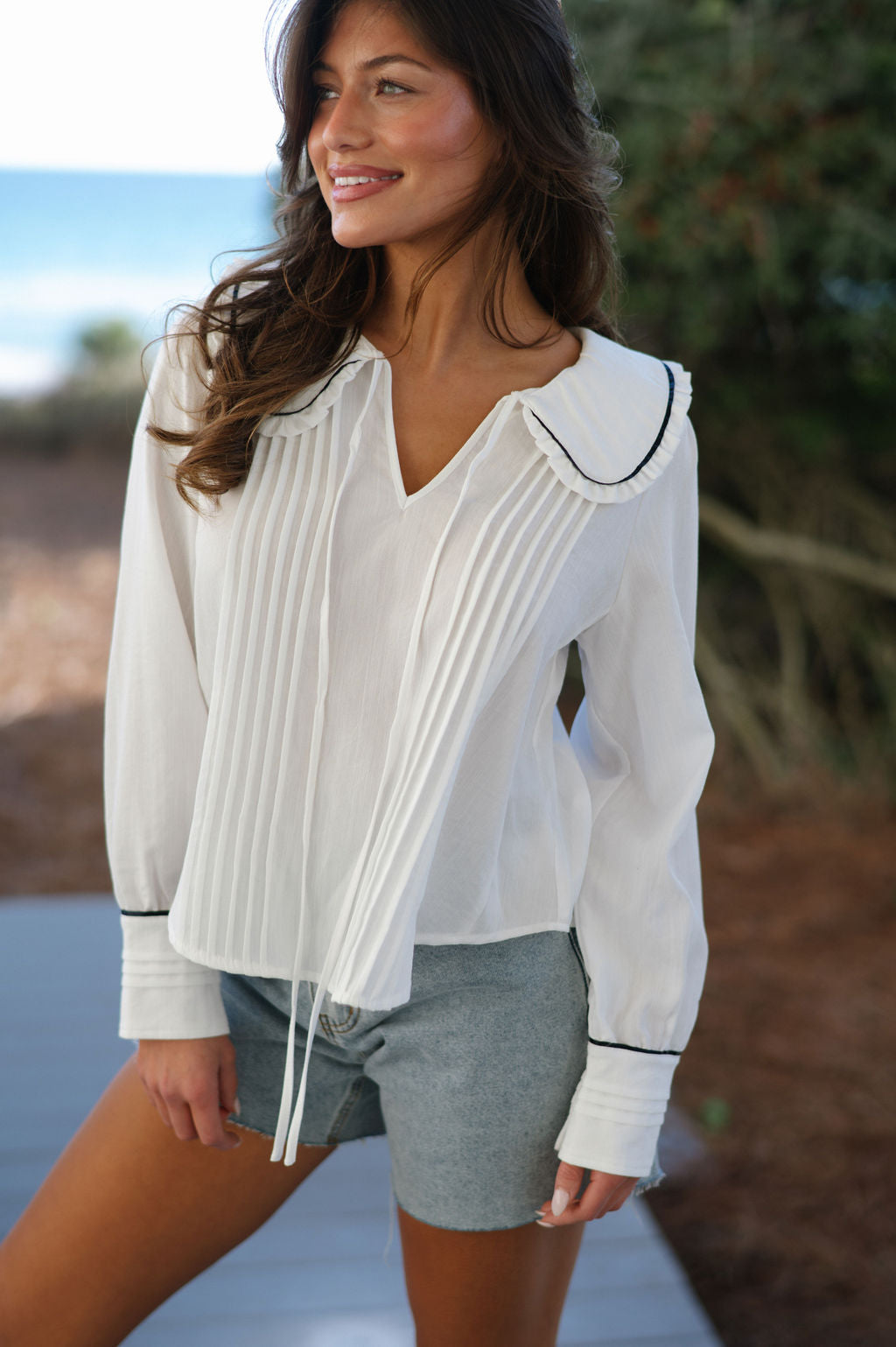 Peter Pan Collar Blouse-White