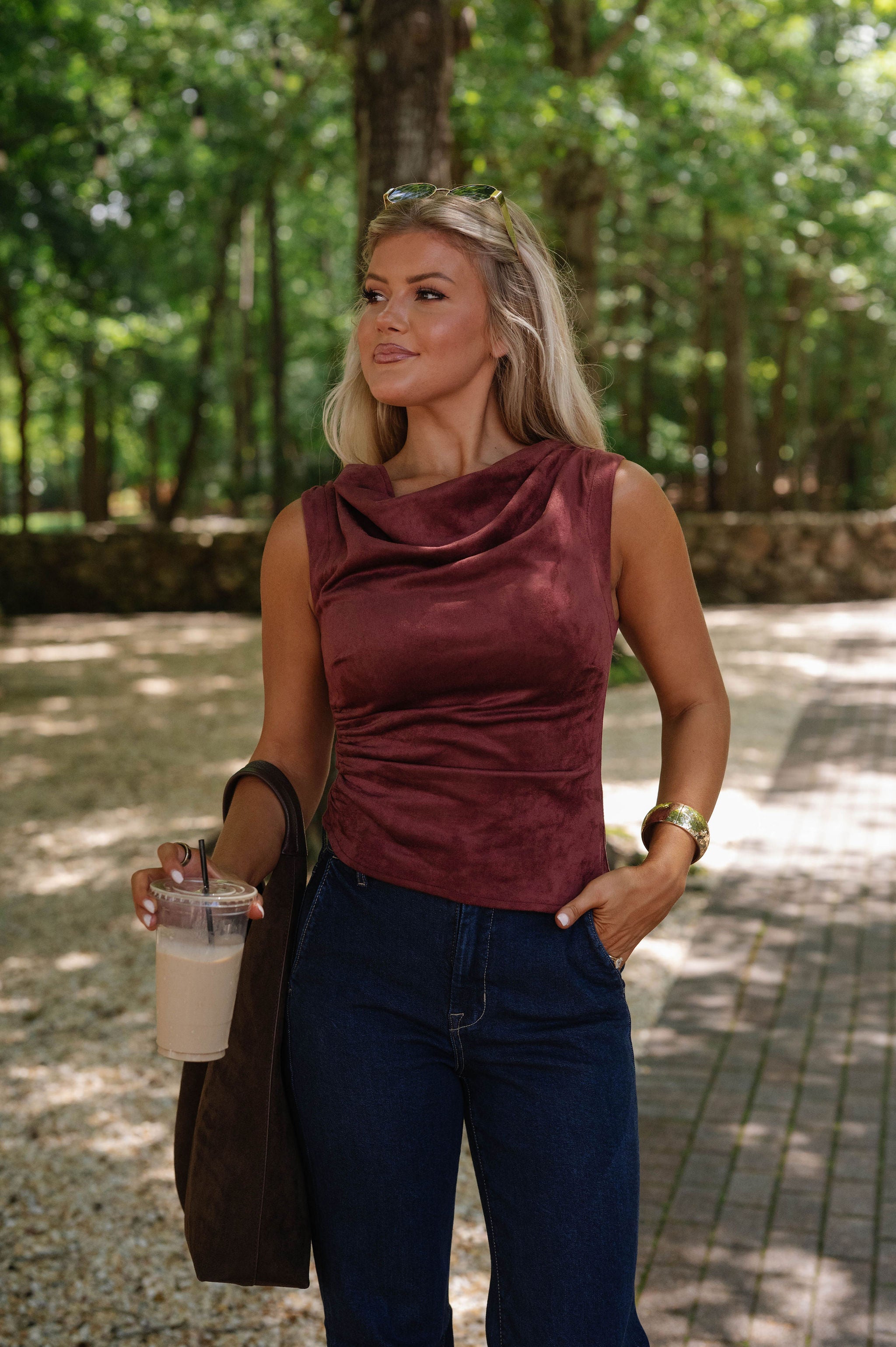 Jo Sleeveless Top-Wine