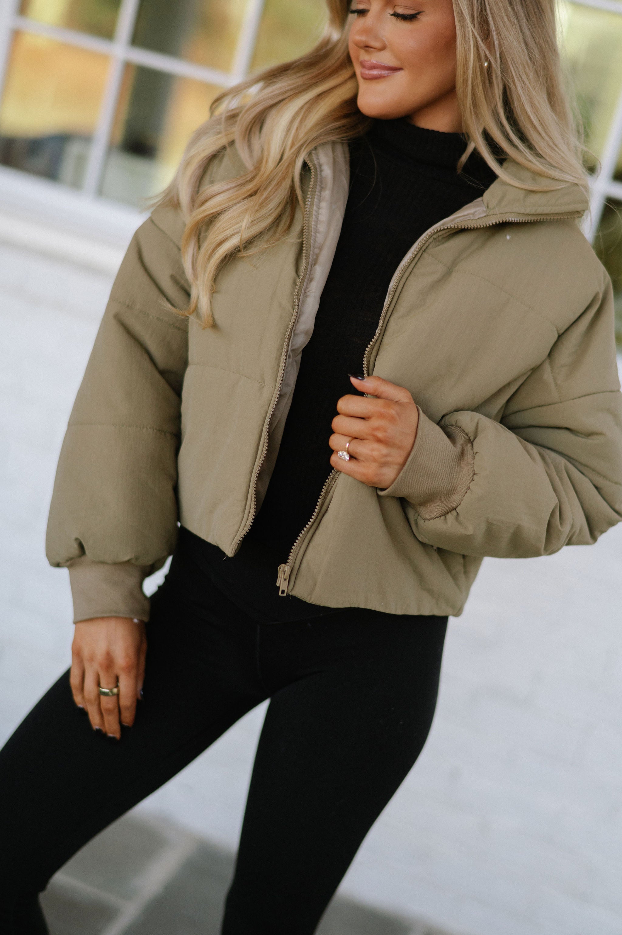 Oversized Puffer Jacket- Army Green