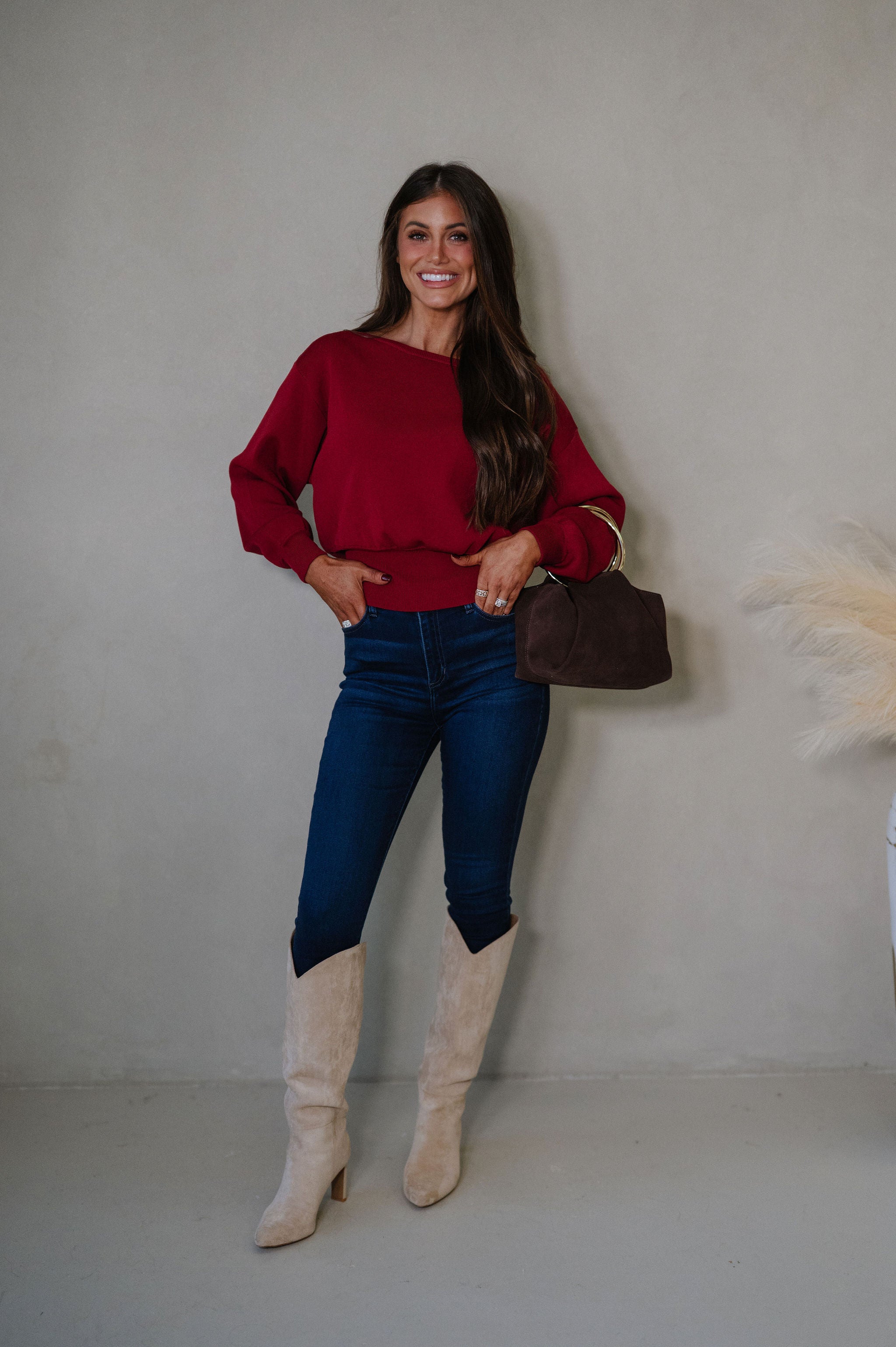 Eloise Sweater-Dark Red