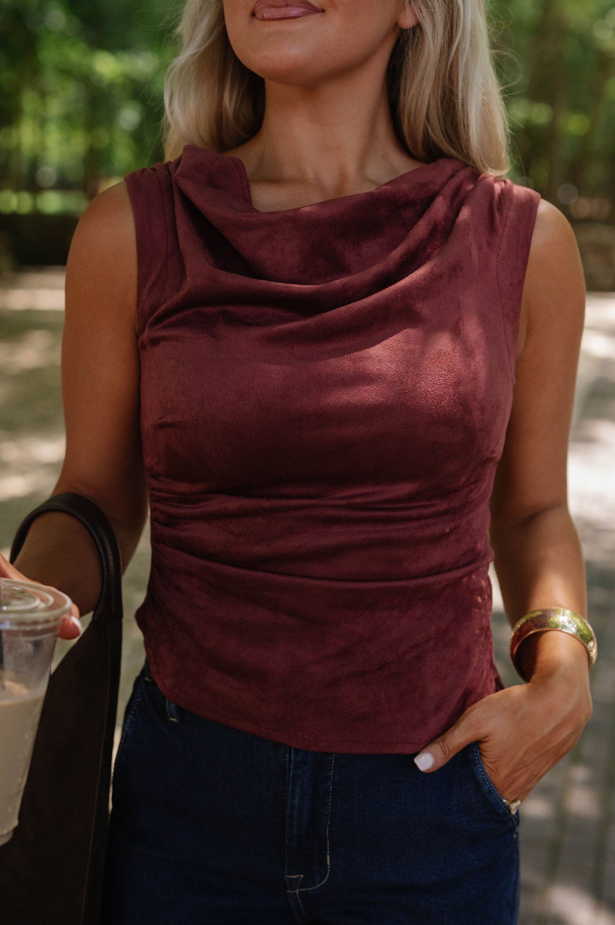 Jo Sleeveless Top-Wine