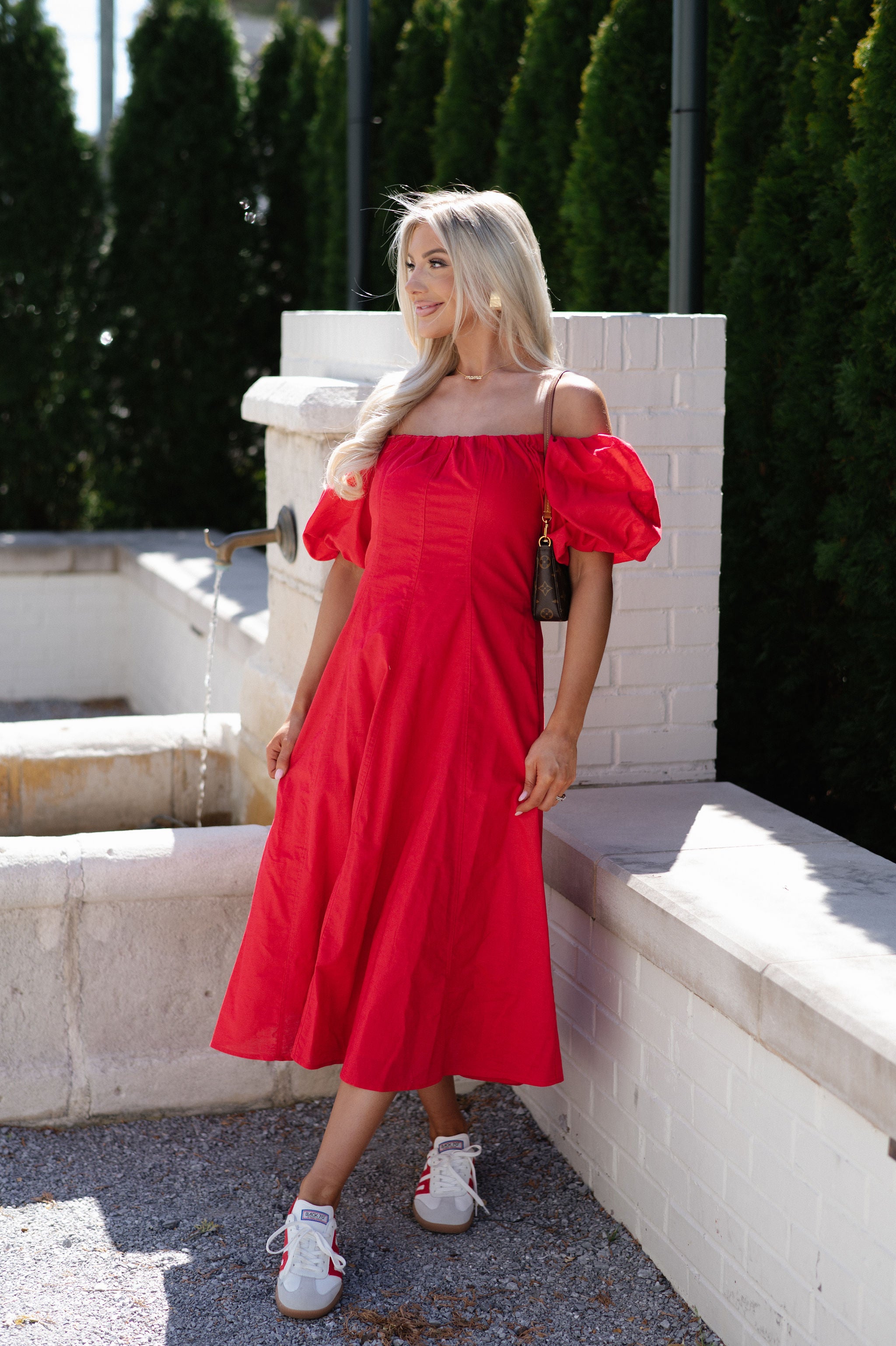 Shannie Midi Dress-Red