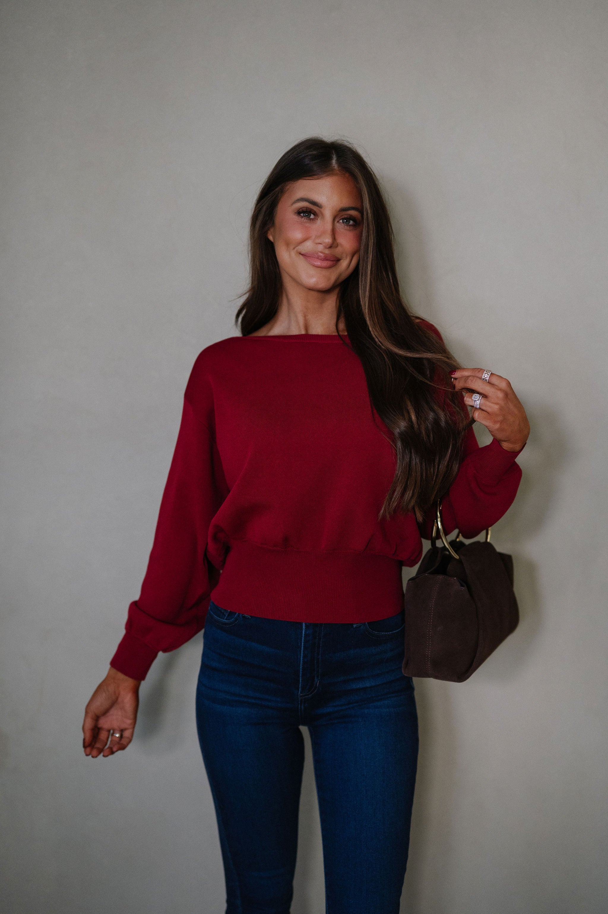 Eloise Sweater-Dark Red