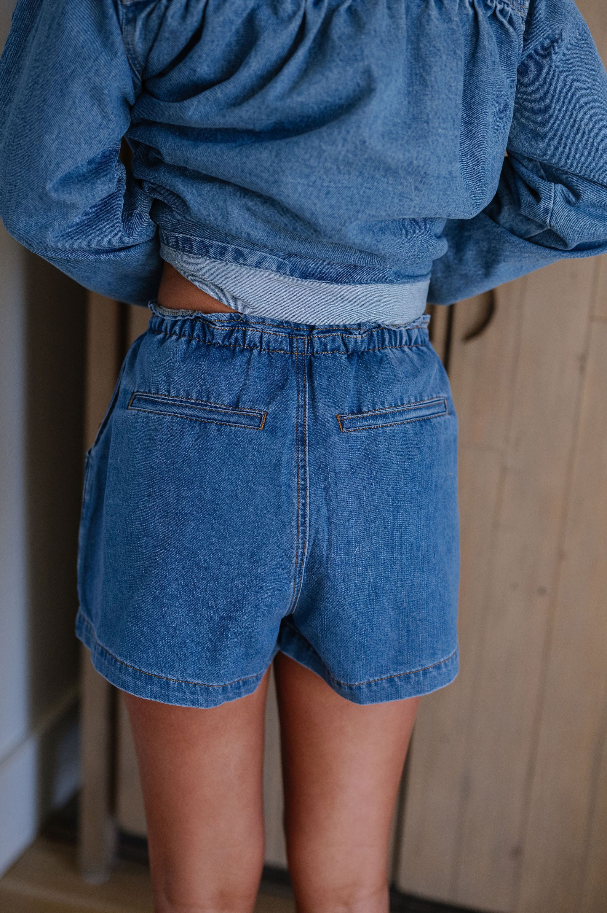 Fallon Wide Leg Shorts-Denim