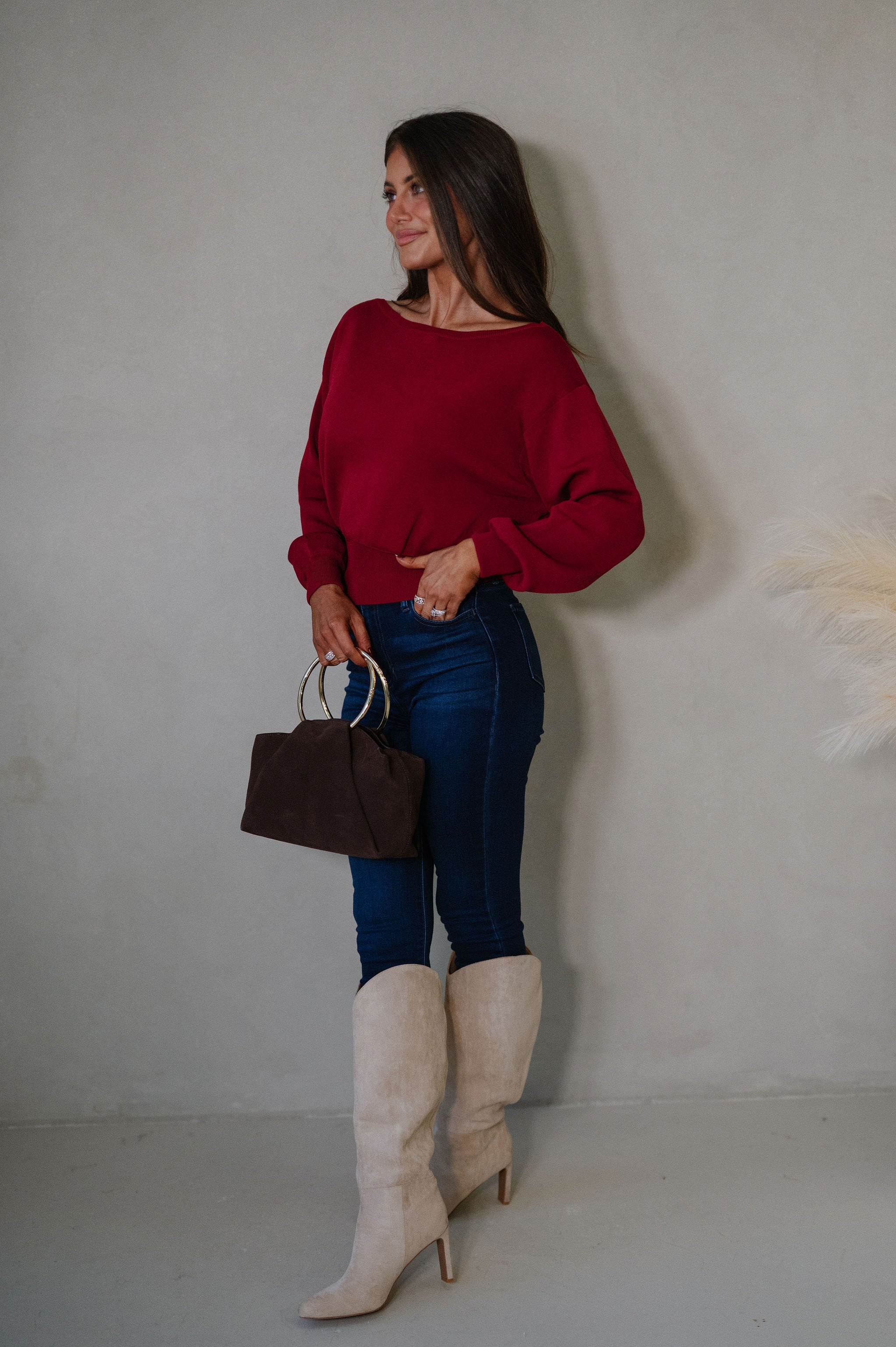 Eloise Sweater-Dark Red