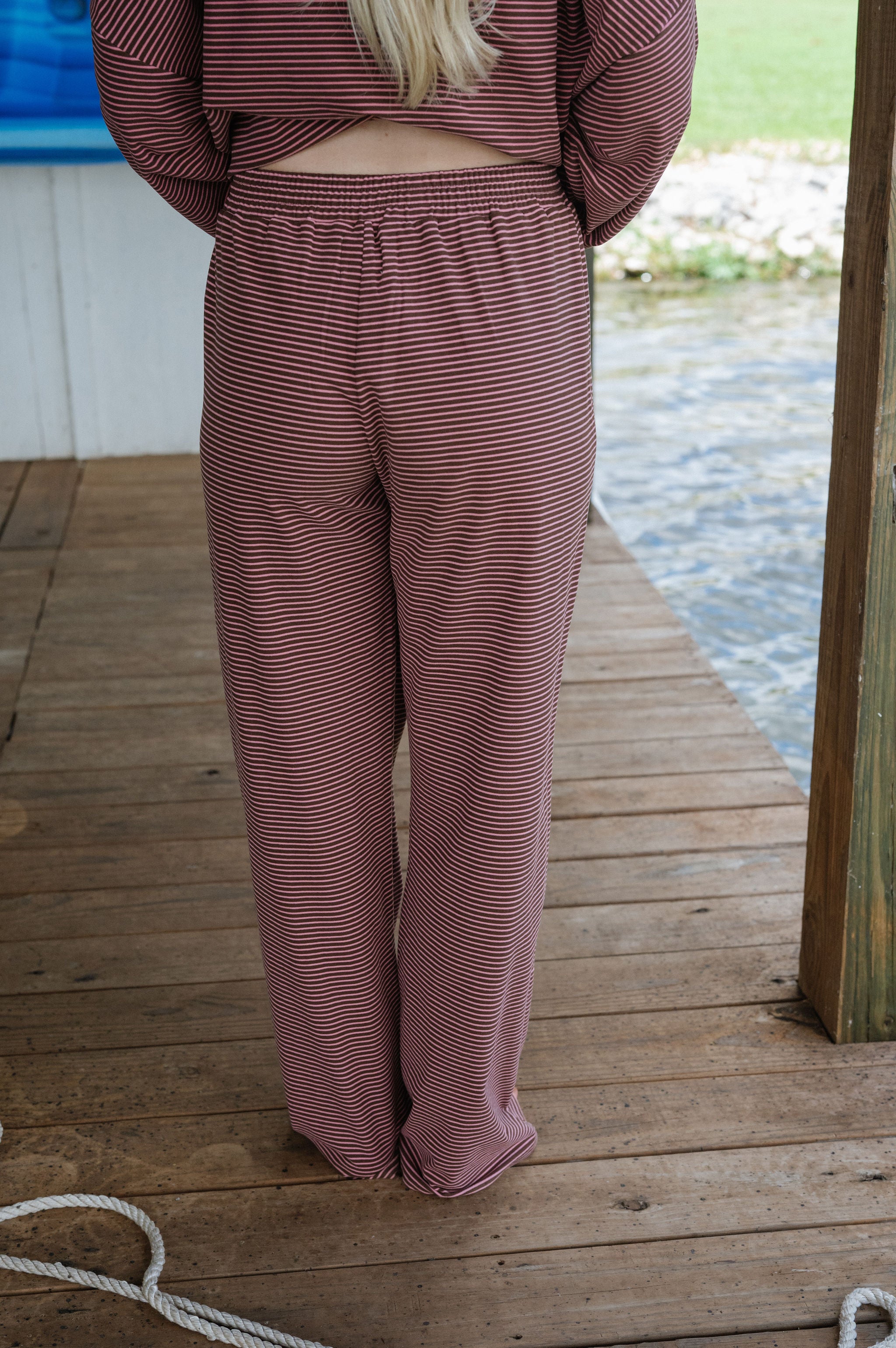Nelly Striped Pants-Brown/Pink
