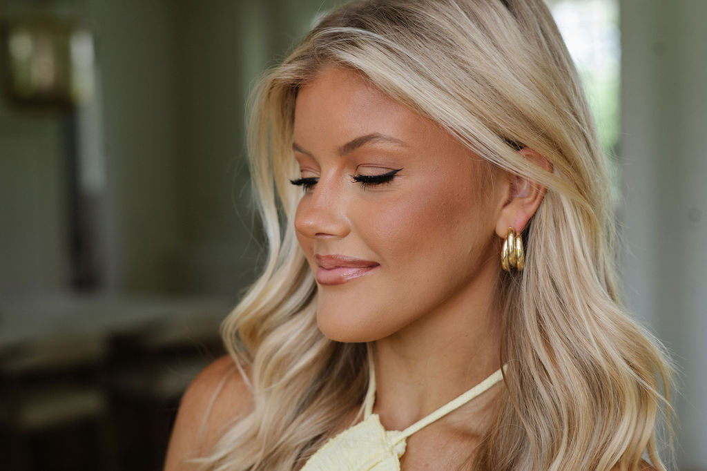 Triple Thread Earrings-Gold