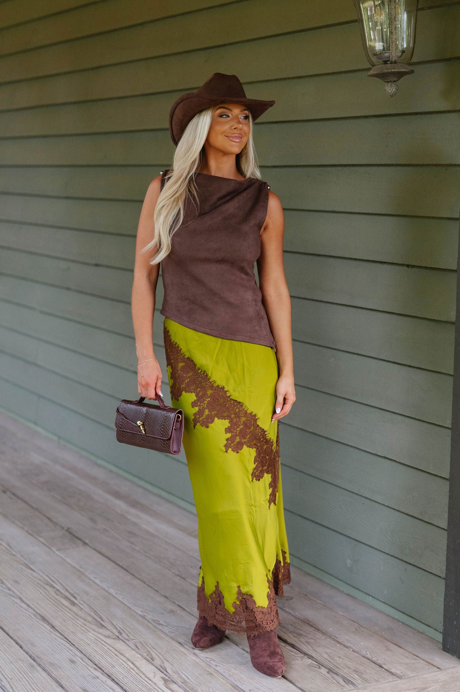 Lucy Sleeveless Tank Top-Suede Brown