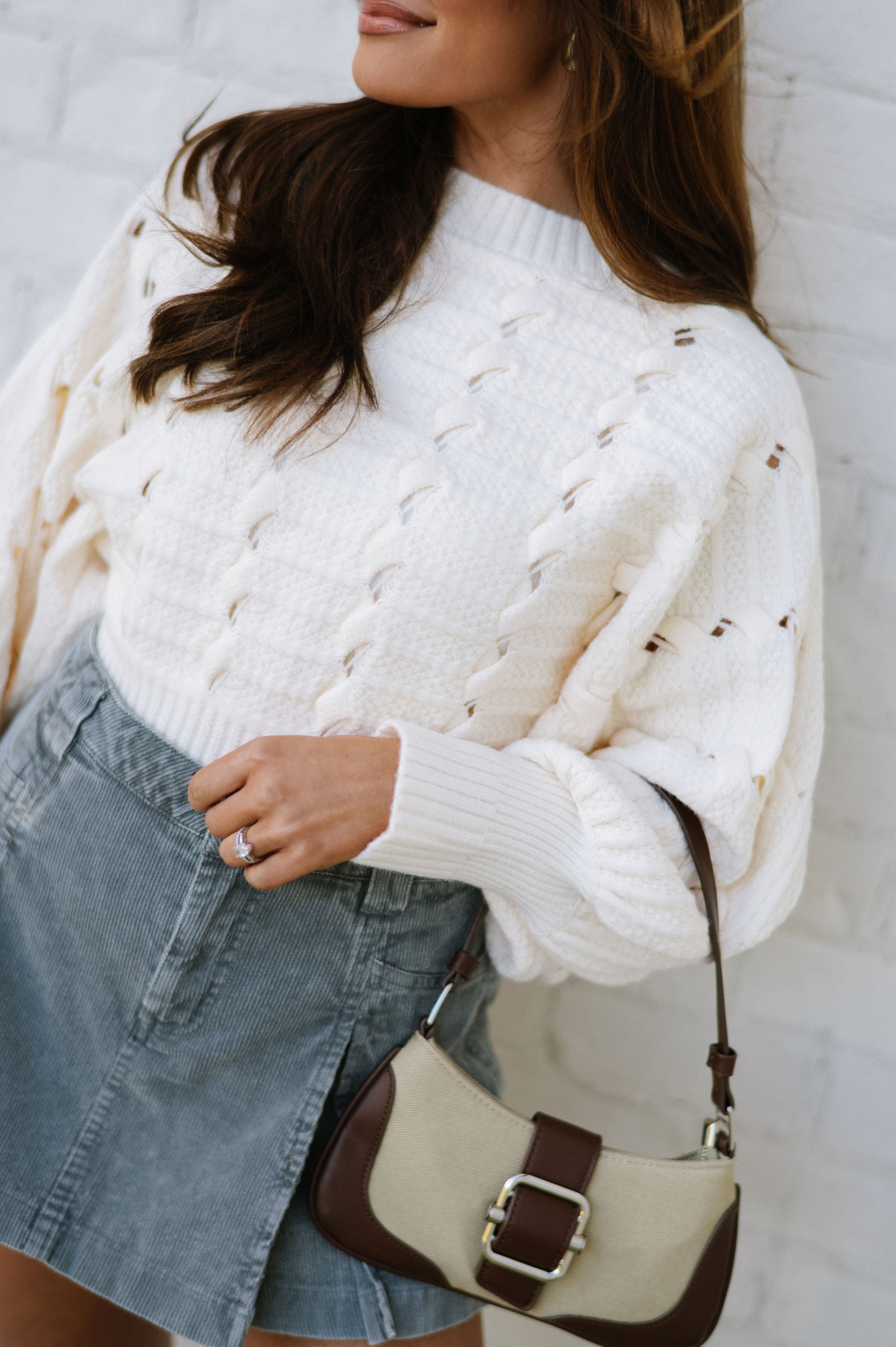 Carrie Cable Knit Sweater- Cream