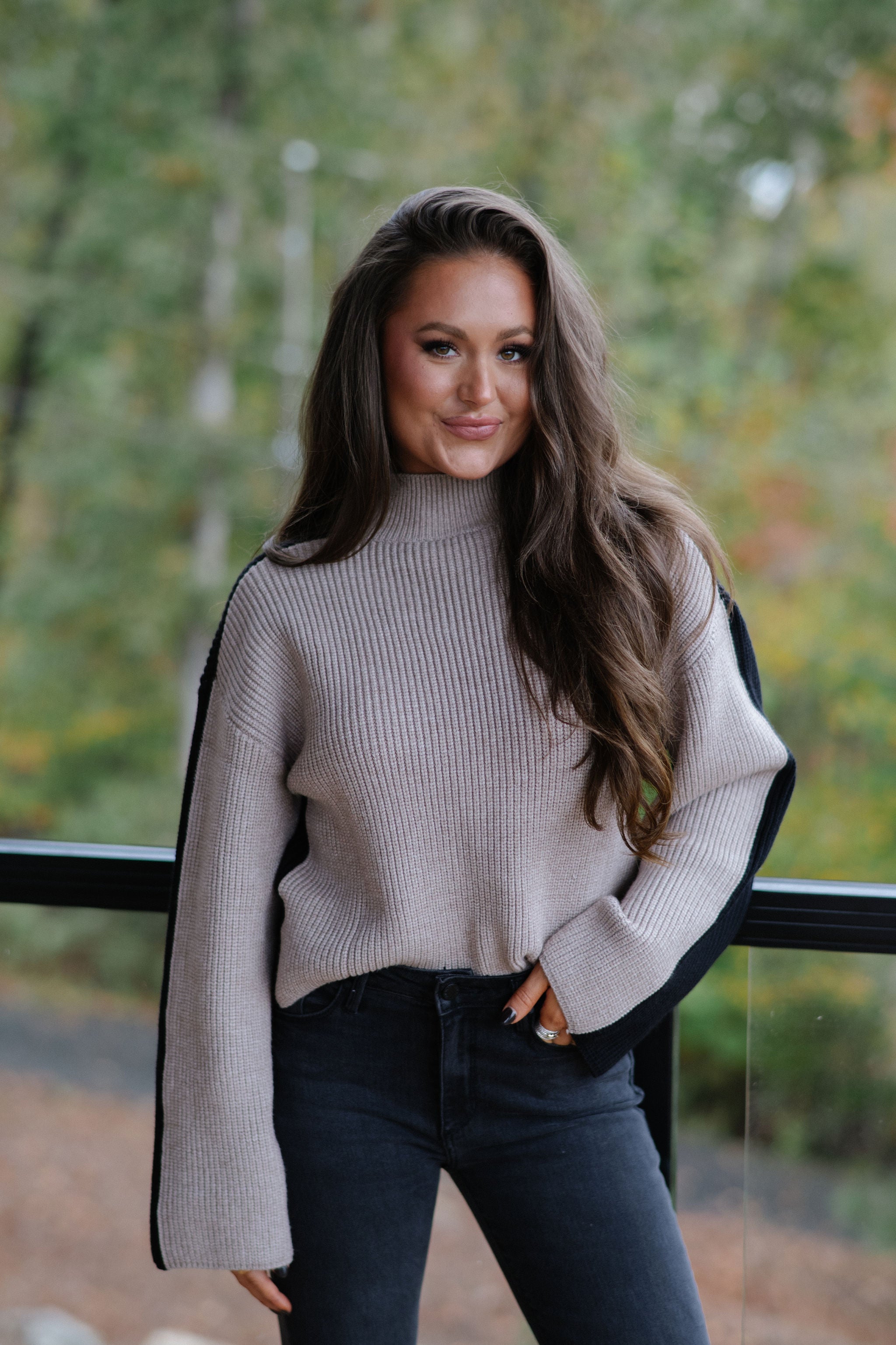 Bexley Two Tone Sweater-Black/Taupe