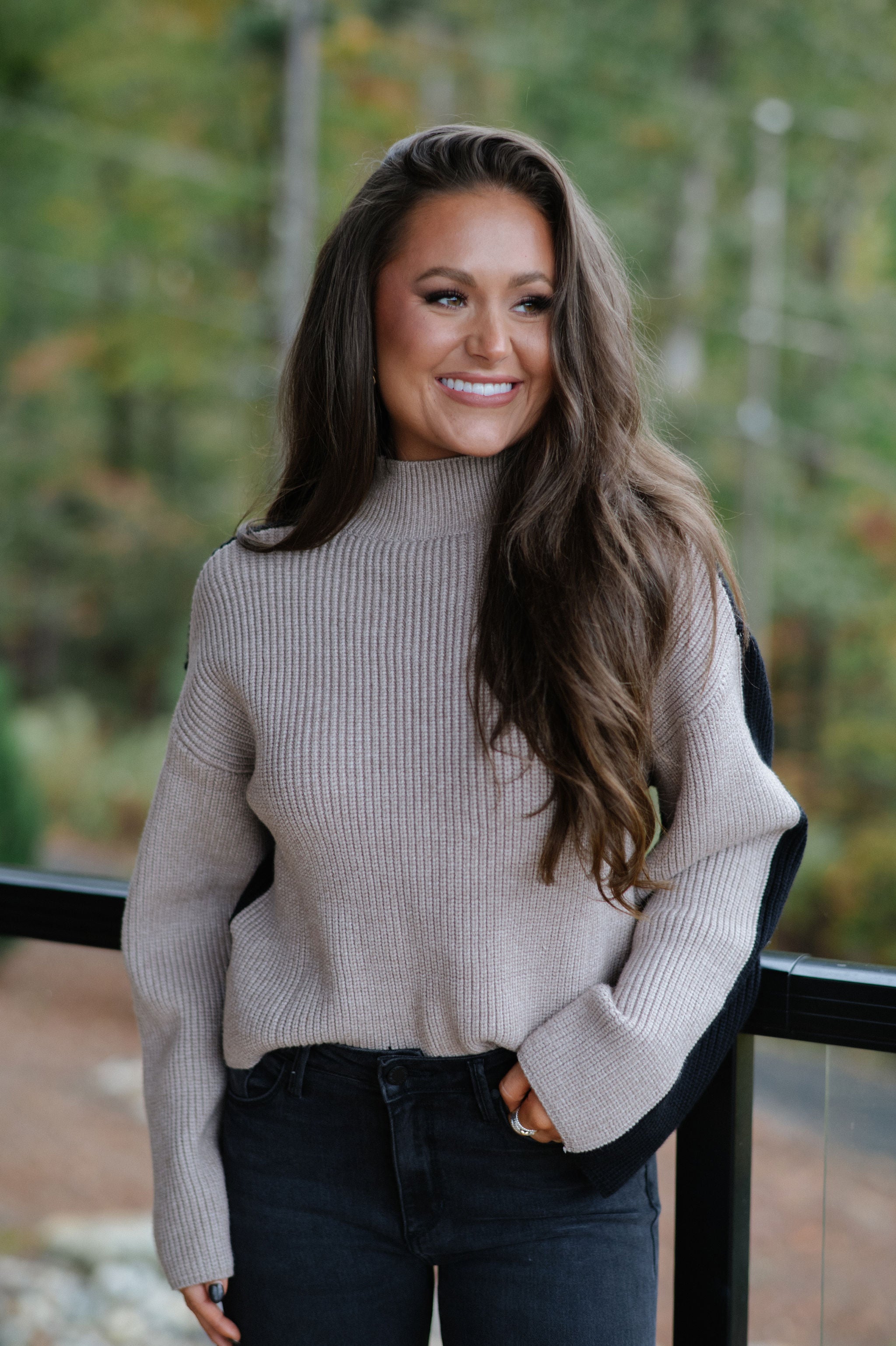 Bexley Two Tone Sweater-Black/Taupe