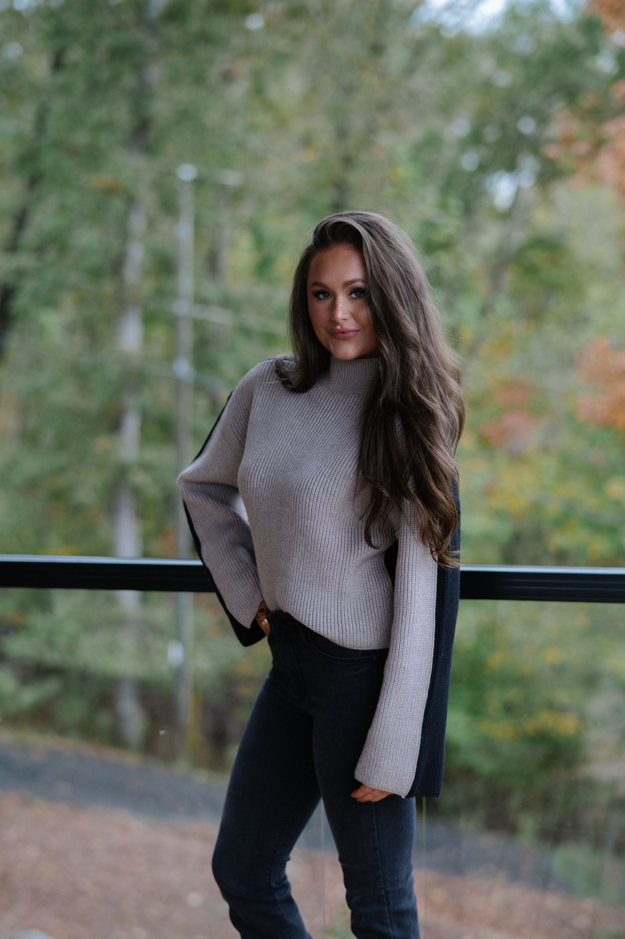 Bexley Two Tone Sweater-Black/Taupe