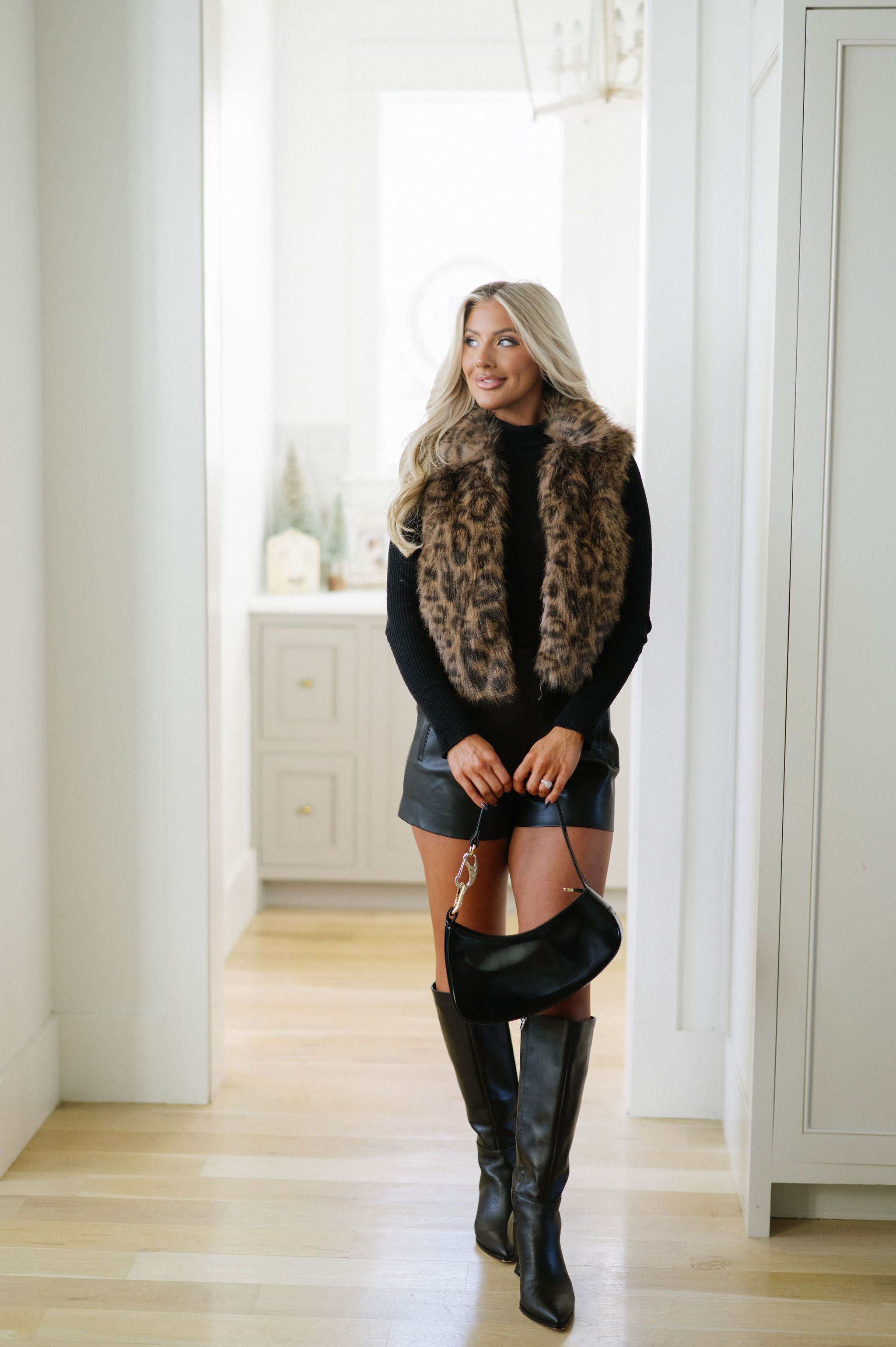 Fur Printed Vest-Brown