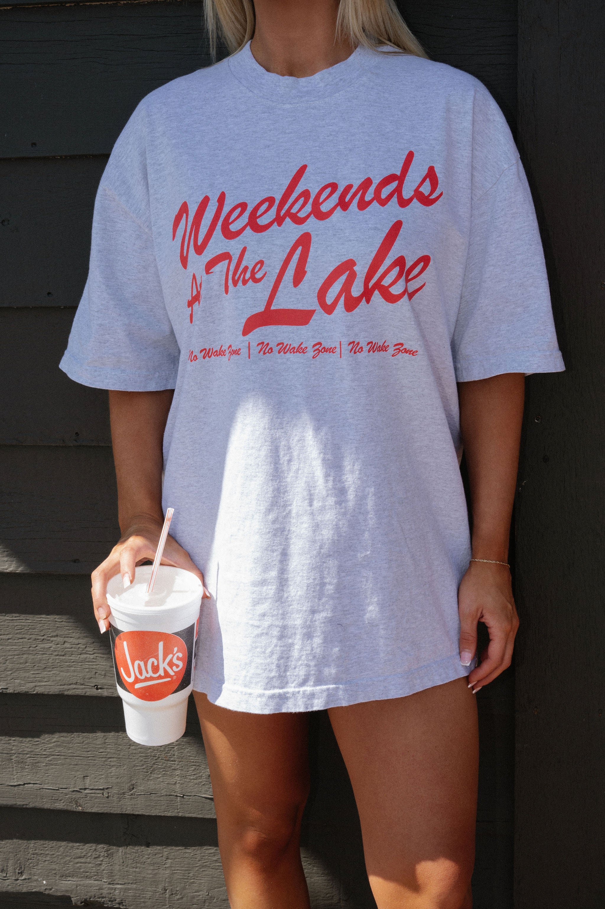 "Weekends At The Lake" Tee-Ash Grey