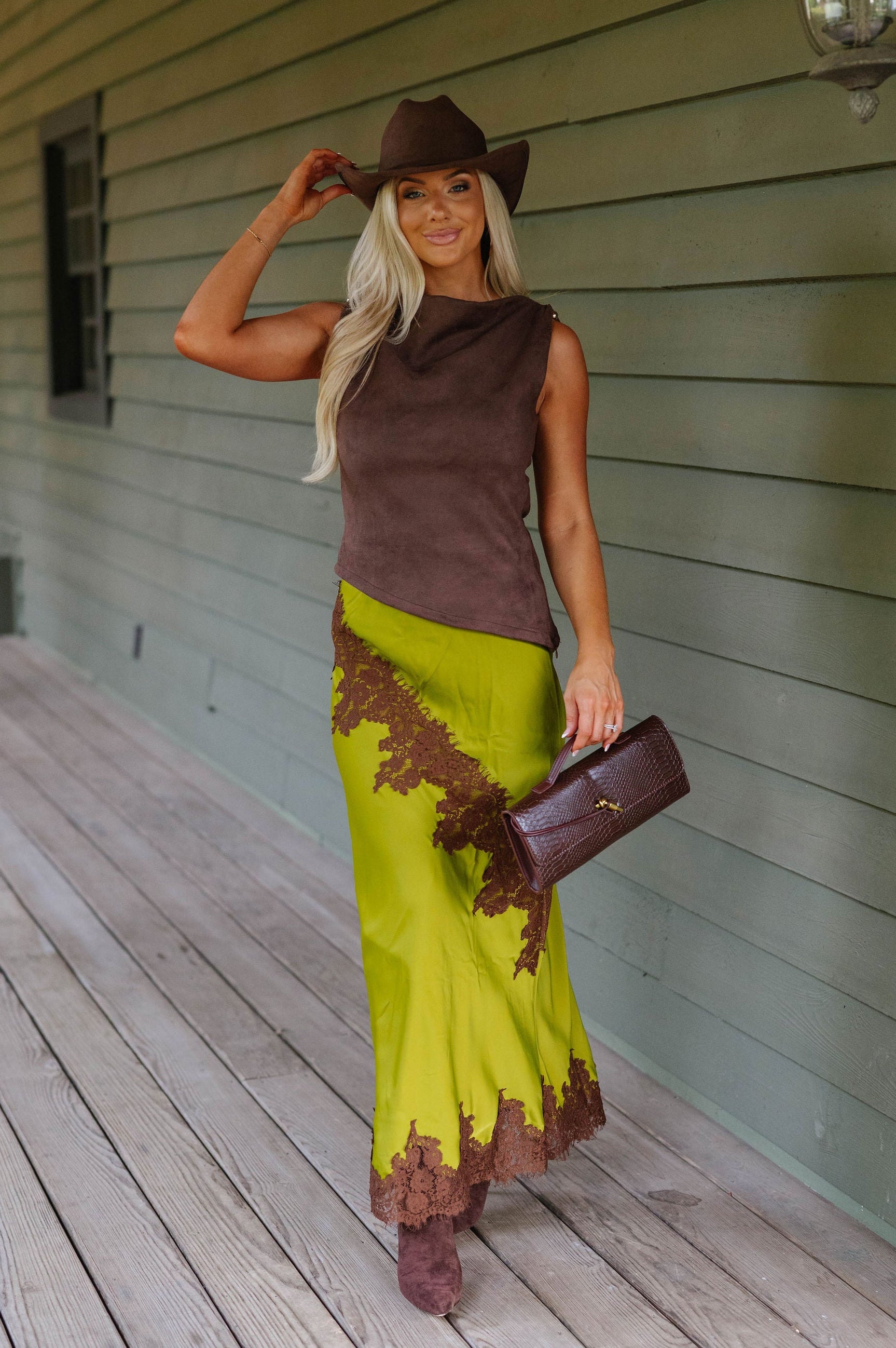 Lucy Sleeveless Tank Top-Suede Brown