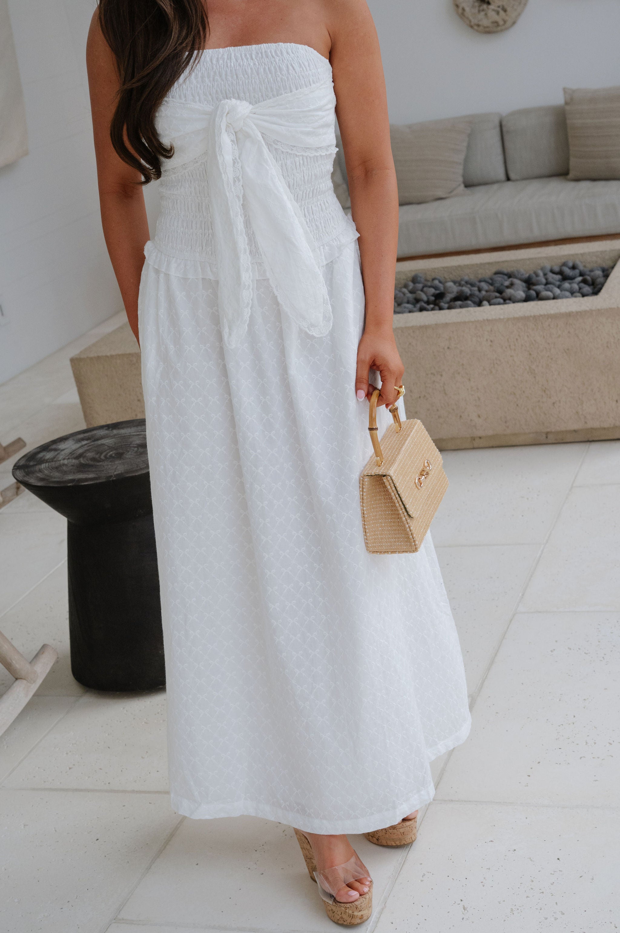 Carson Strapless Maxi Dress-White