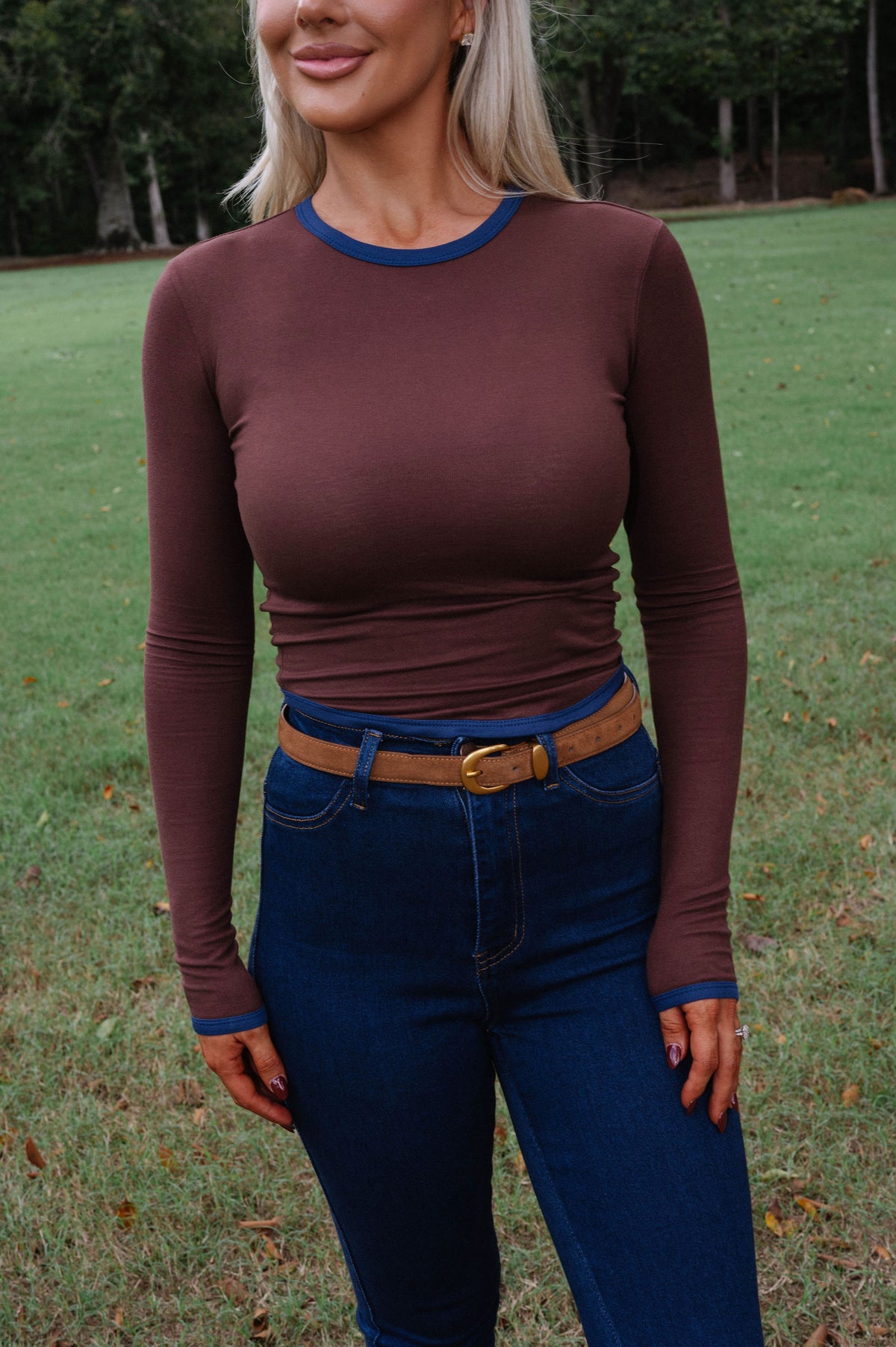 Langley Top-Brown/Navy