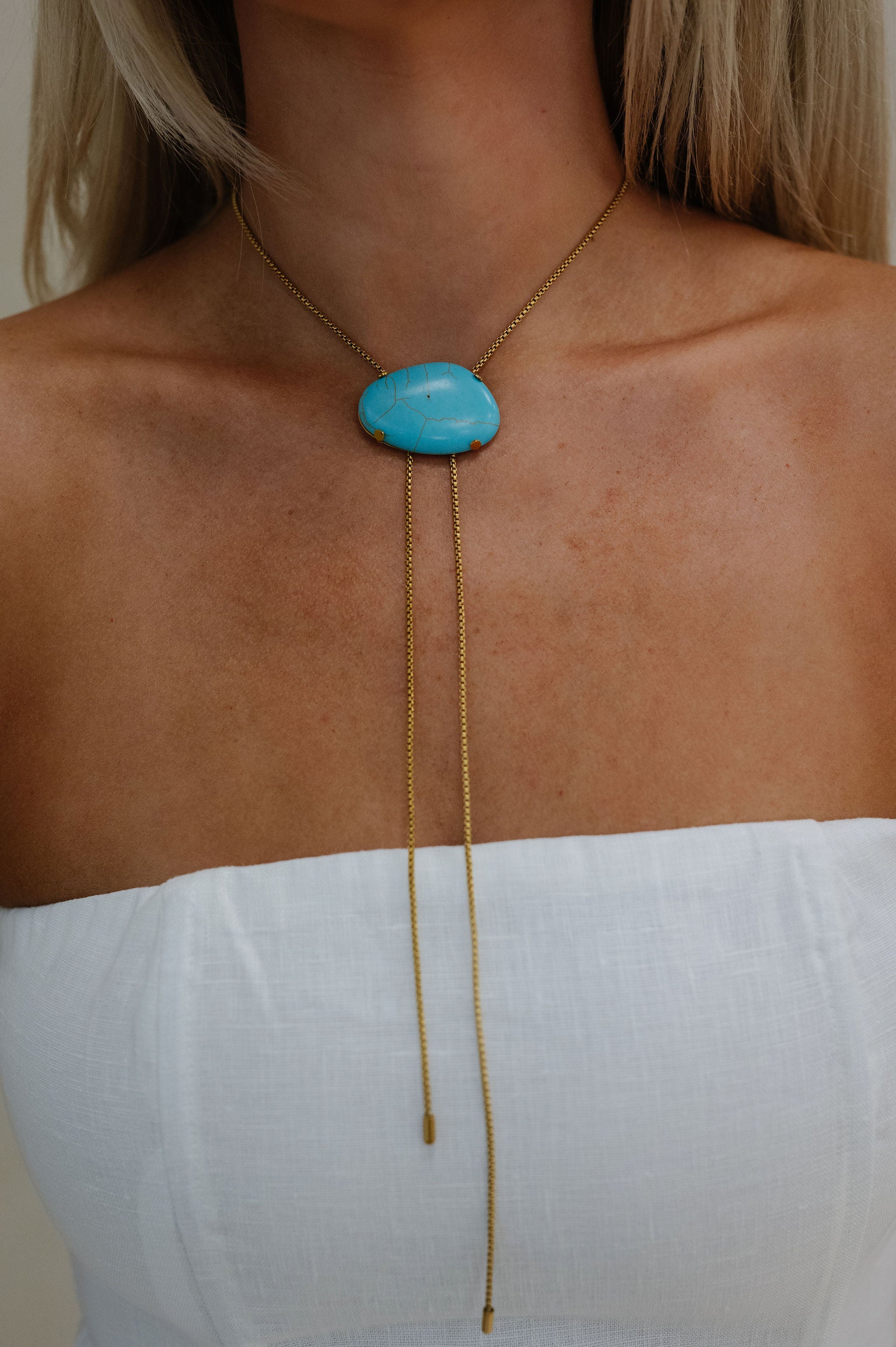 Turquoise Charm Bolo Necklace