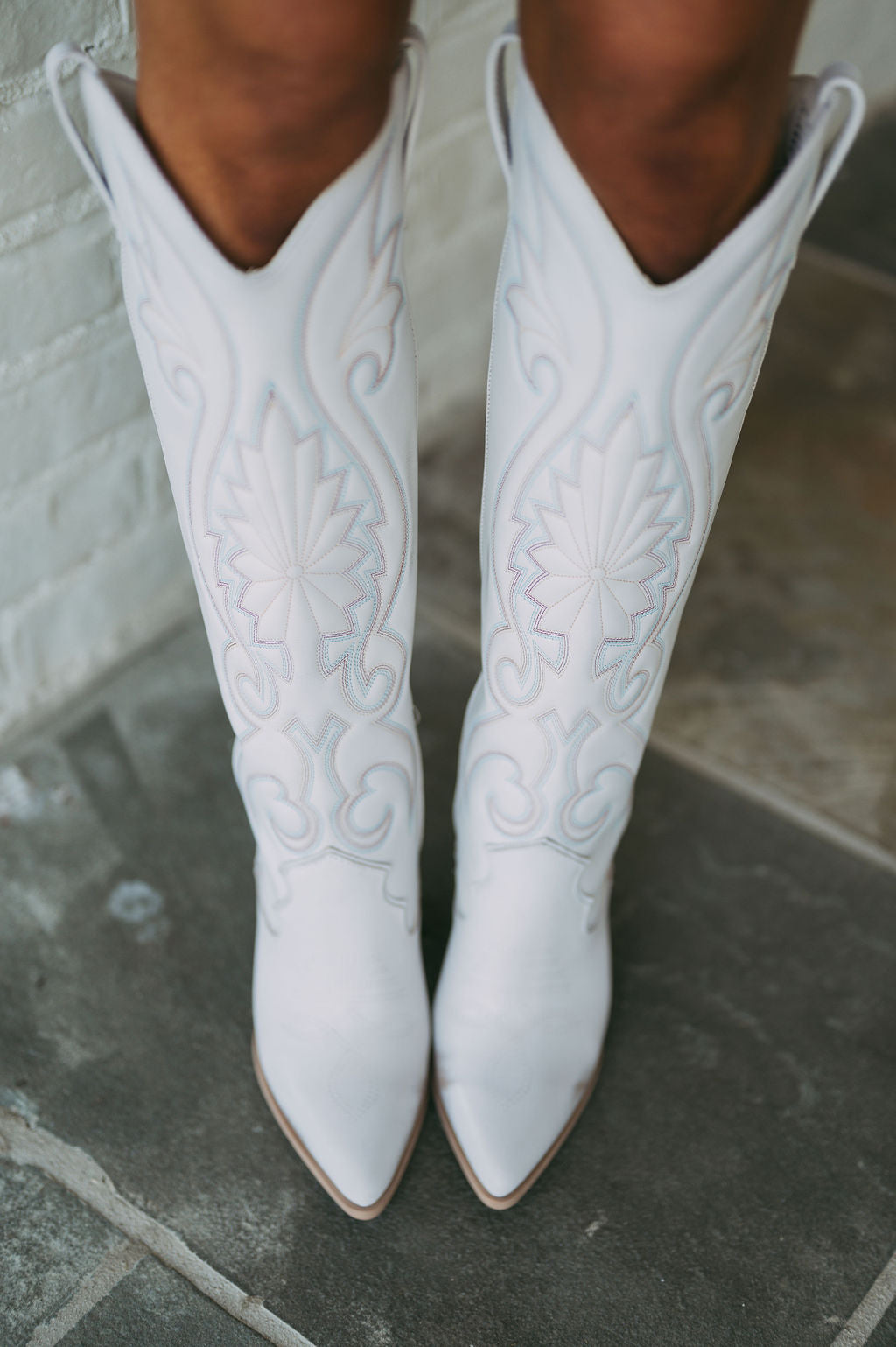 Lashes Western Boot- White Distressed