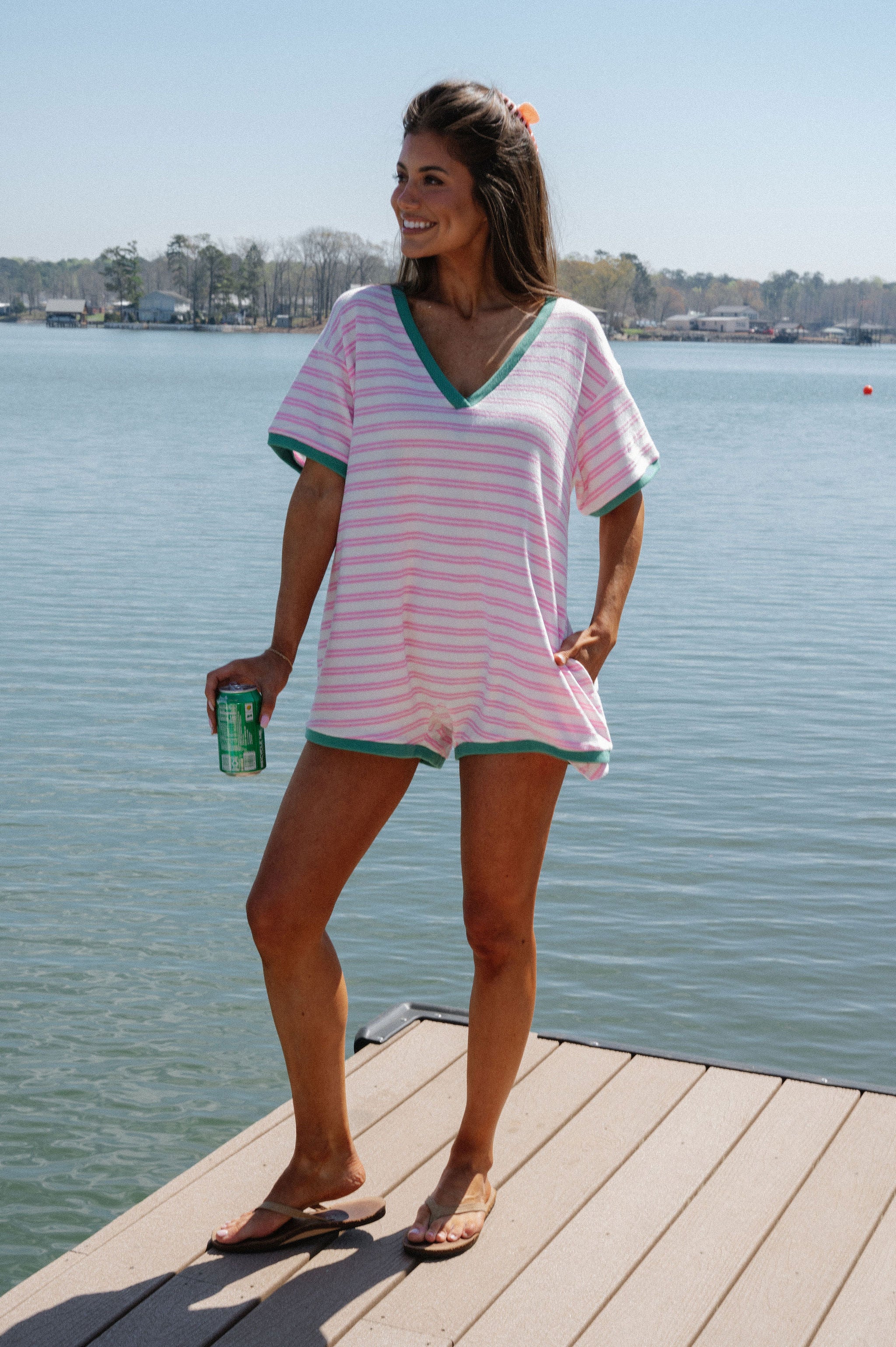 Kenny Oversized Romper-Pink/Green