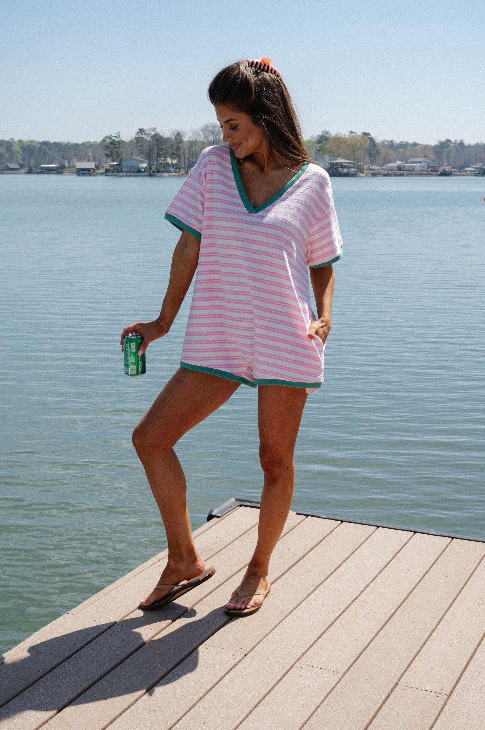 Kenny Oversized Romper-Pink/Green