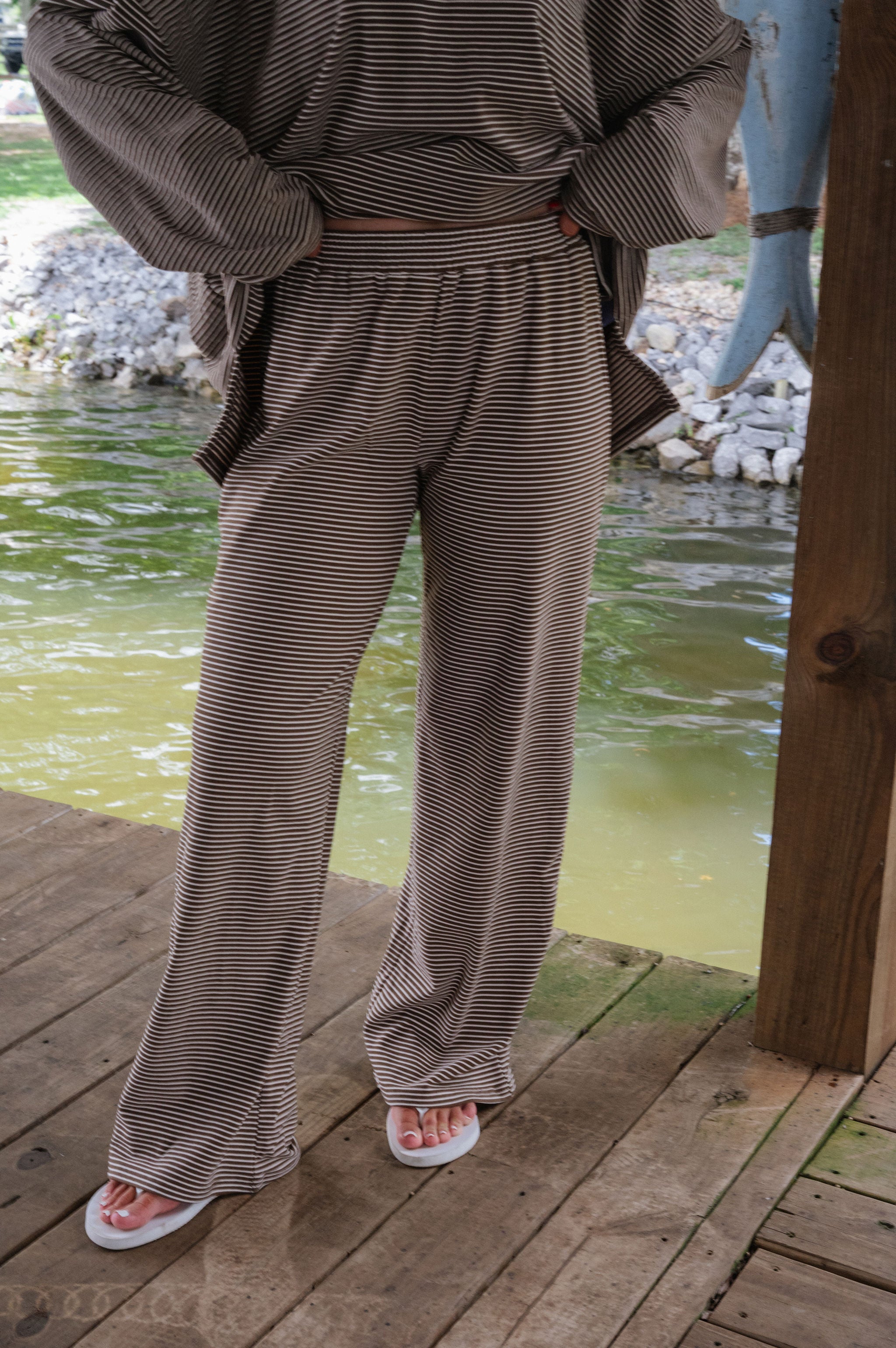 Nelly Striped Pants-Brown