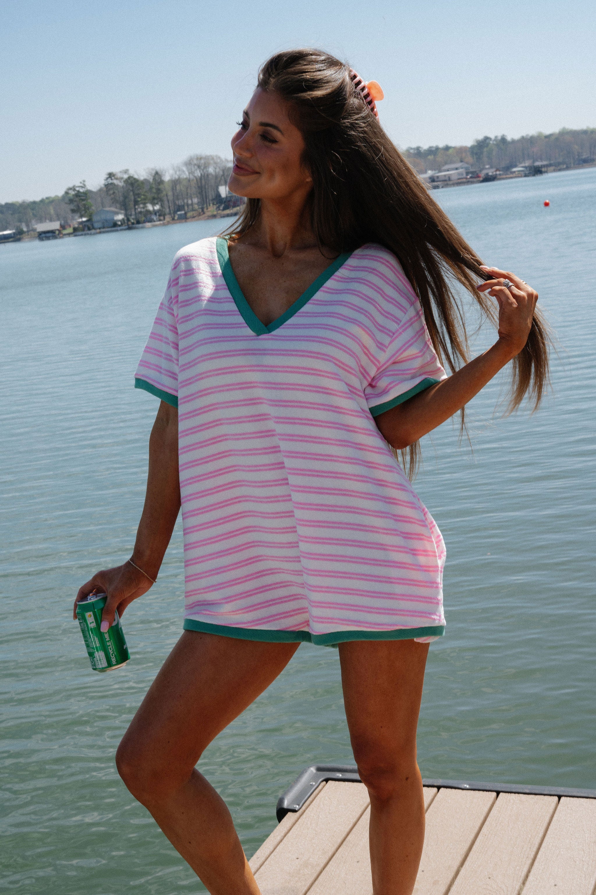 Kenny Oversized Romper-Pink/Green