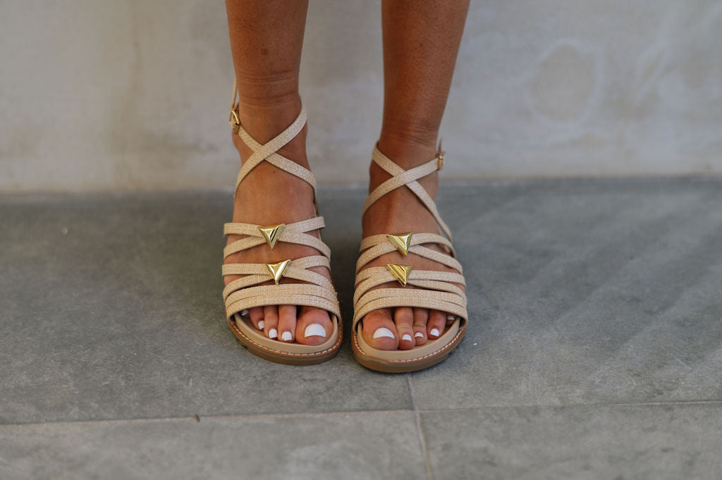 Giovanna Strappy Sandal-Raffia