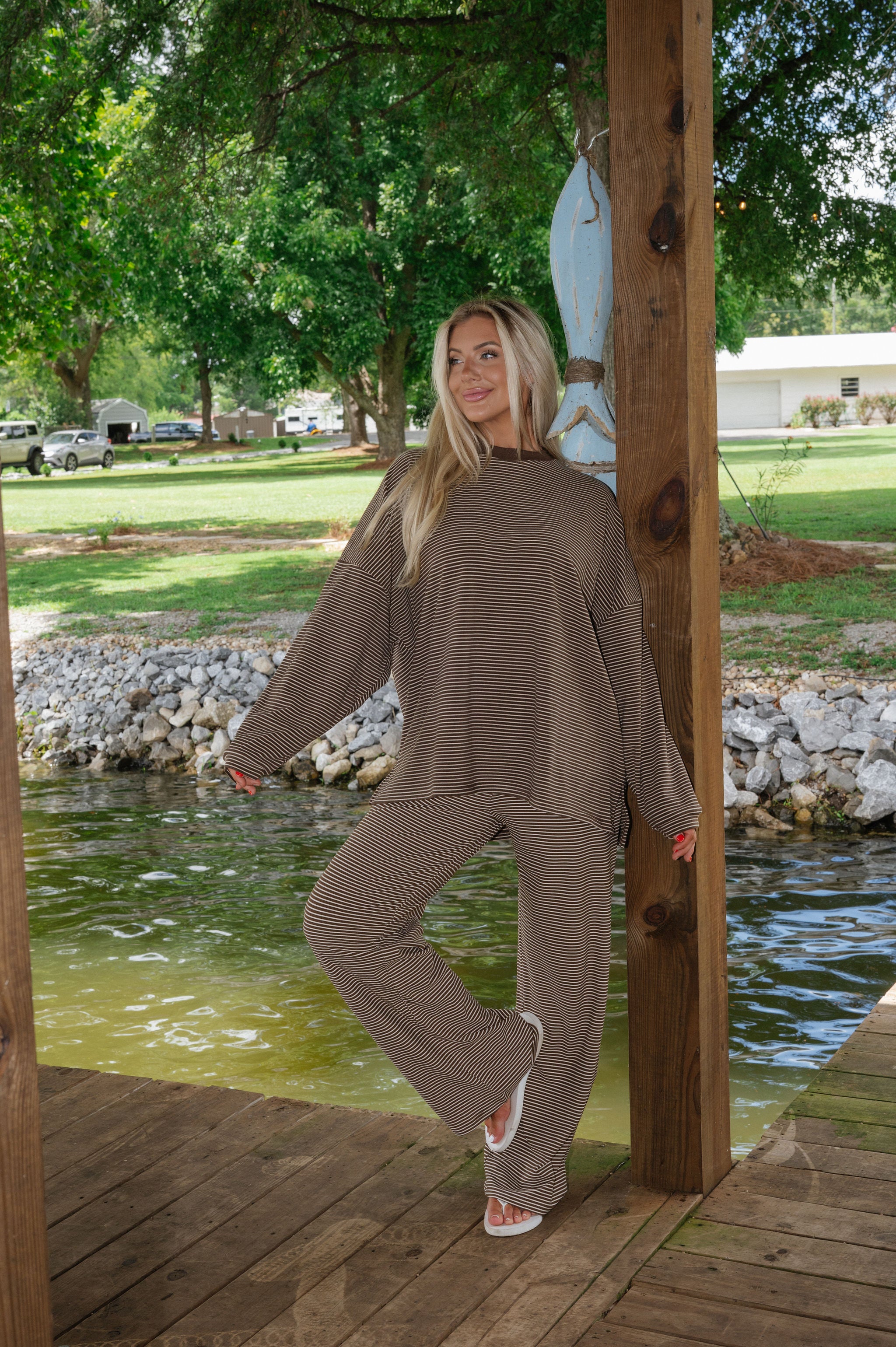 Nelly Striped Pants-Brown