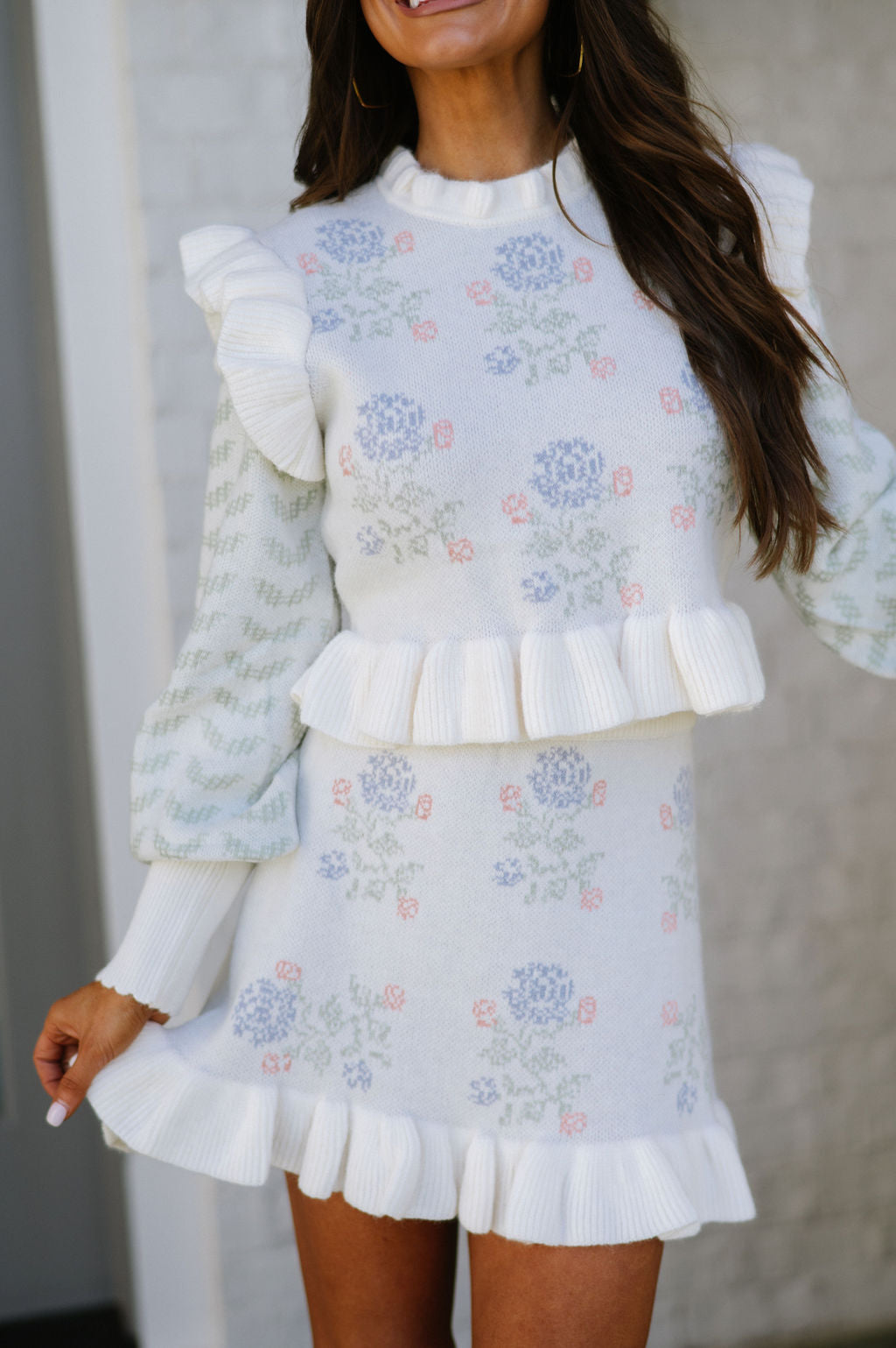 Covington Cream Floral Knit Set