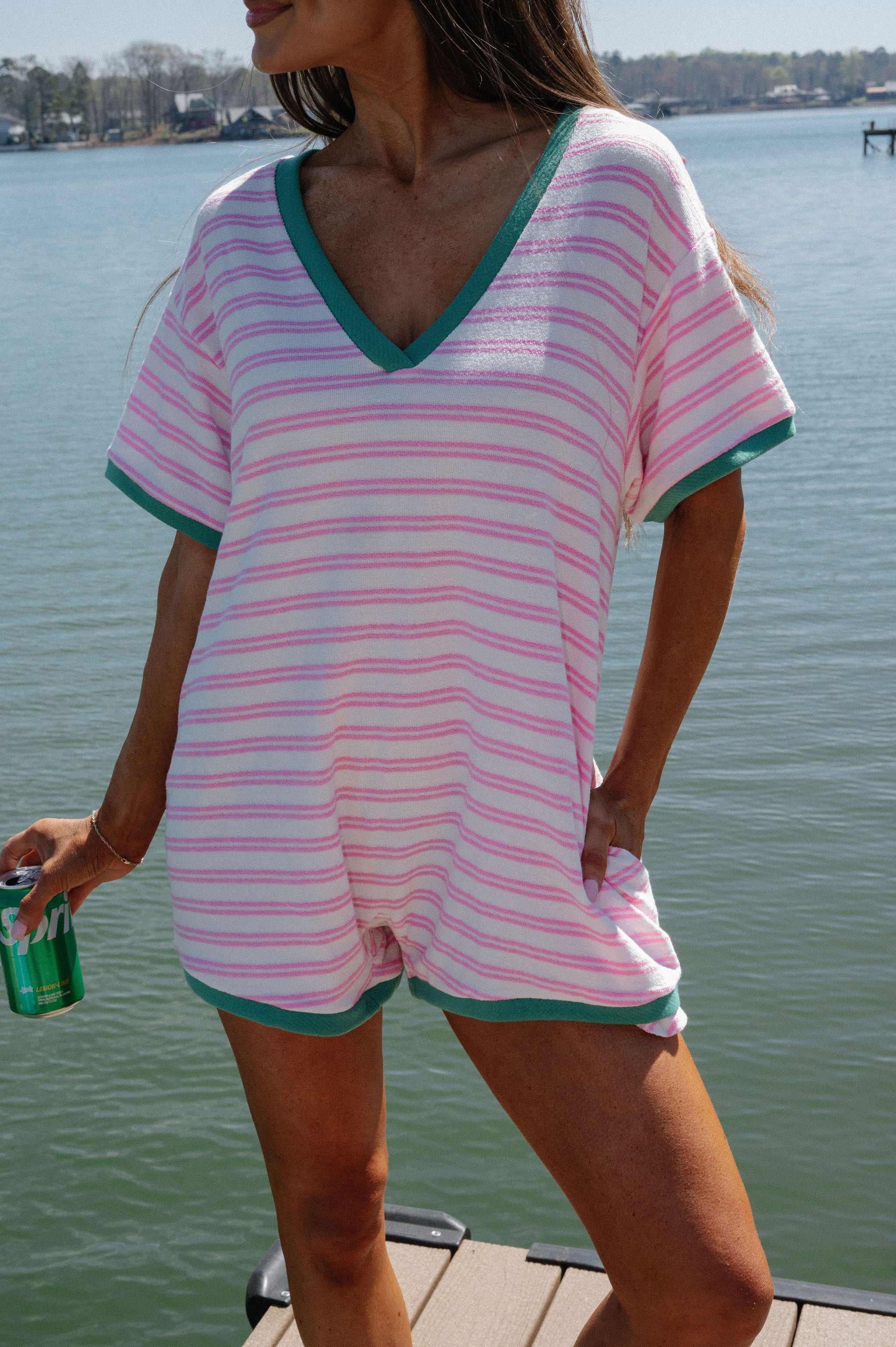 Kenny Oversized Romper-Pink/Green