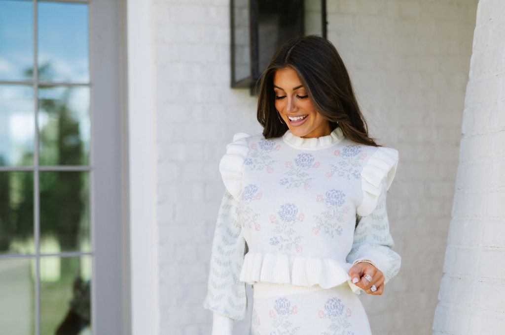 Covington Cream Floral Knit Set