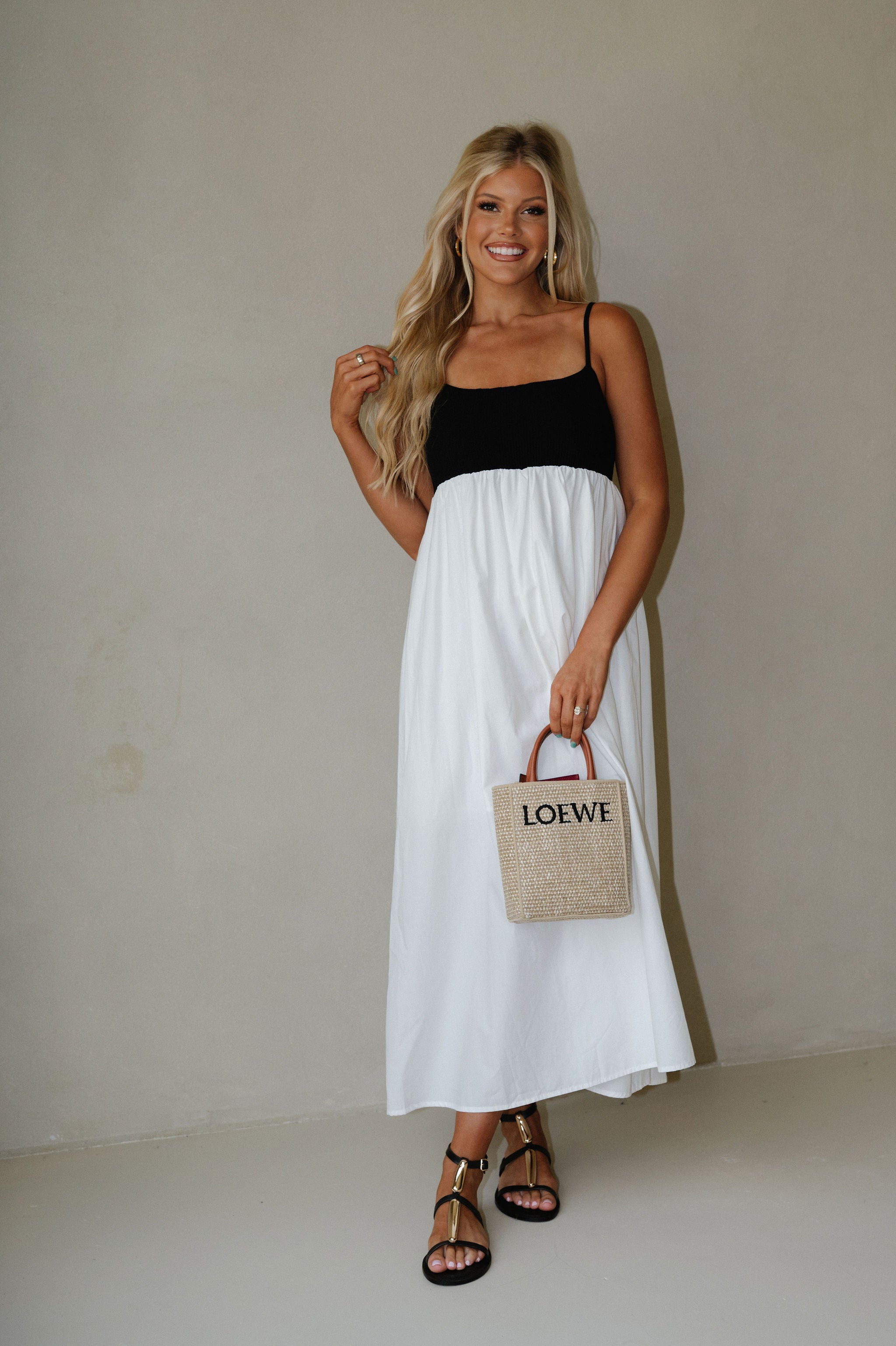 Caroline Maxi Dress-White/Black