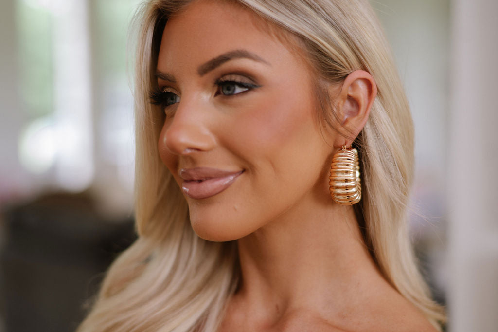 Textured Hoops-Gold