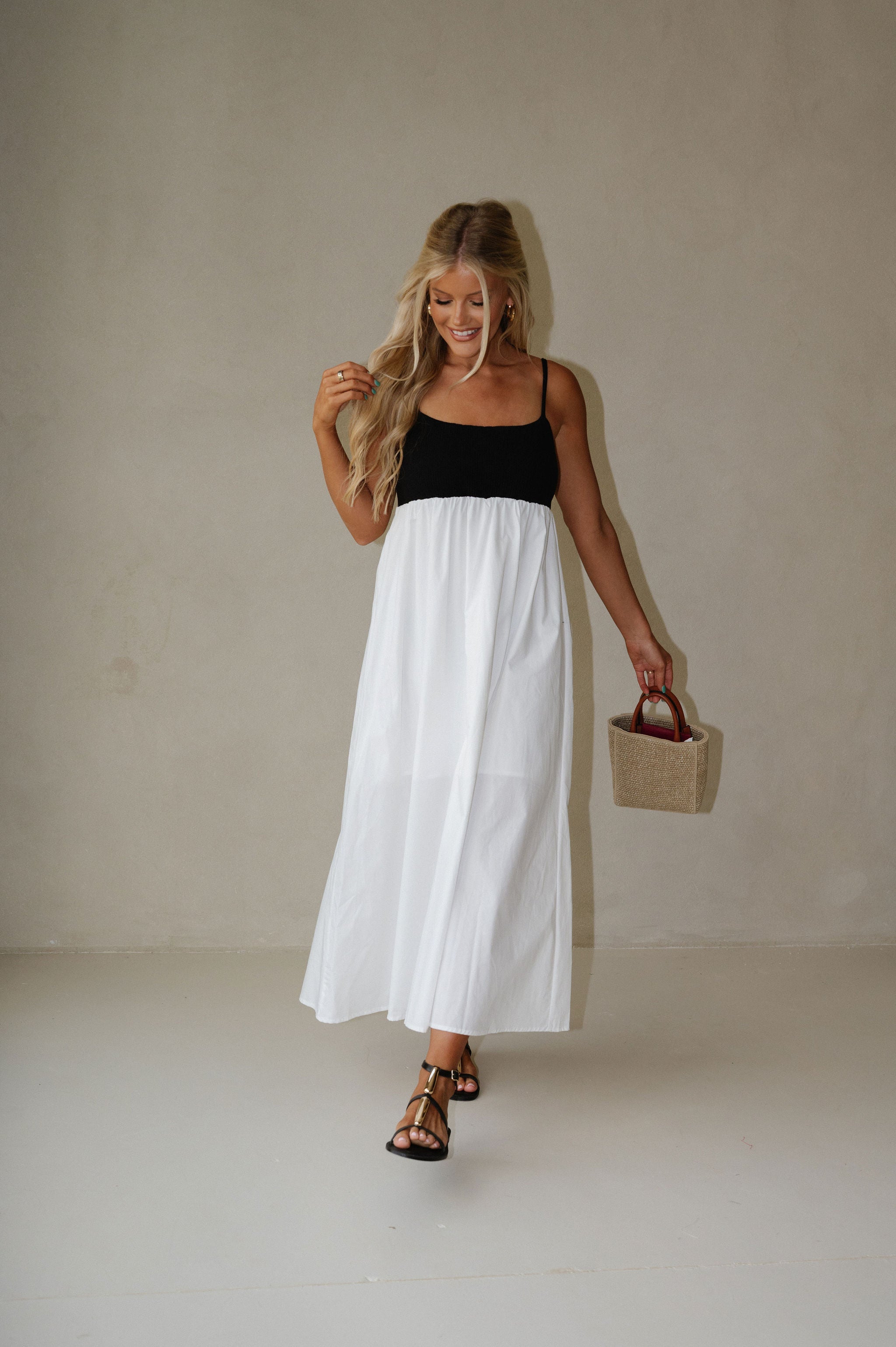 Caroline Maxi Dress-White/Black