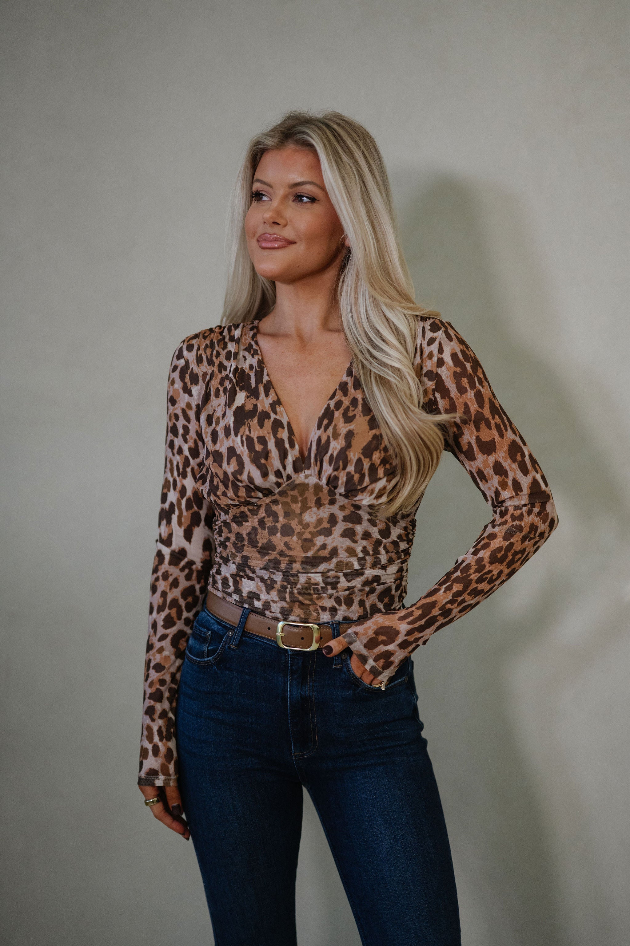 Paula Mesh Top-Leopard