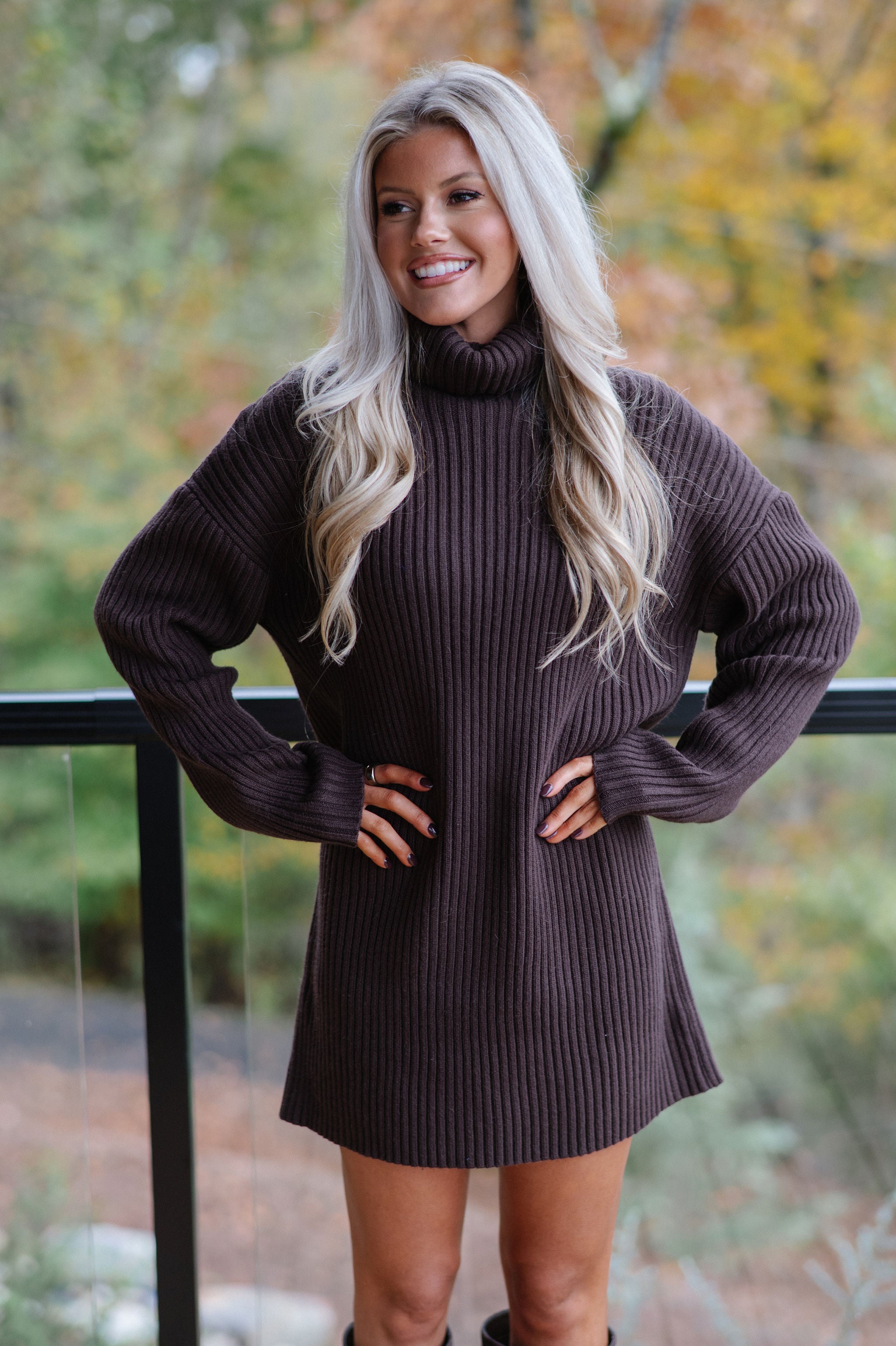 Betsy Sweater Dress-Coffee